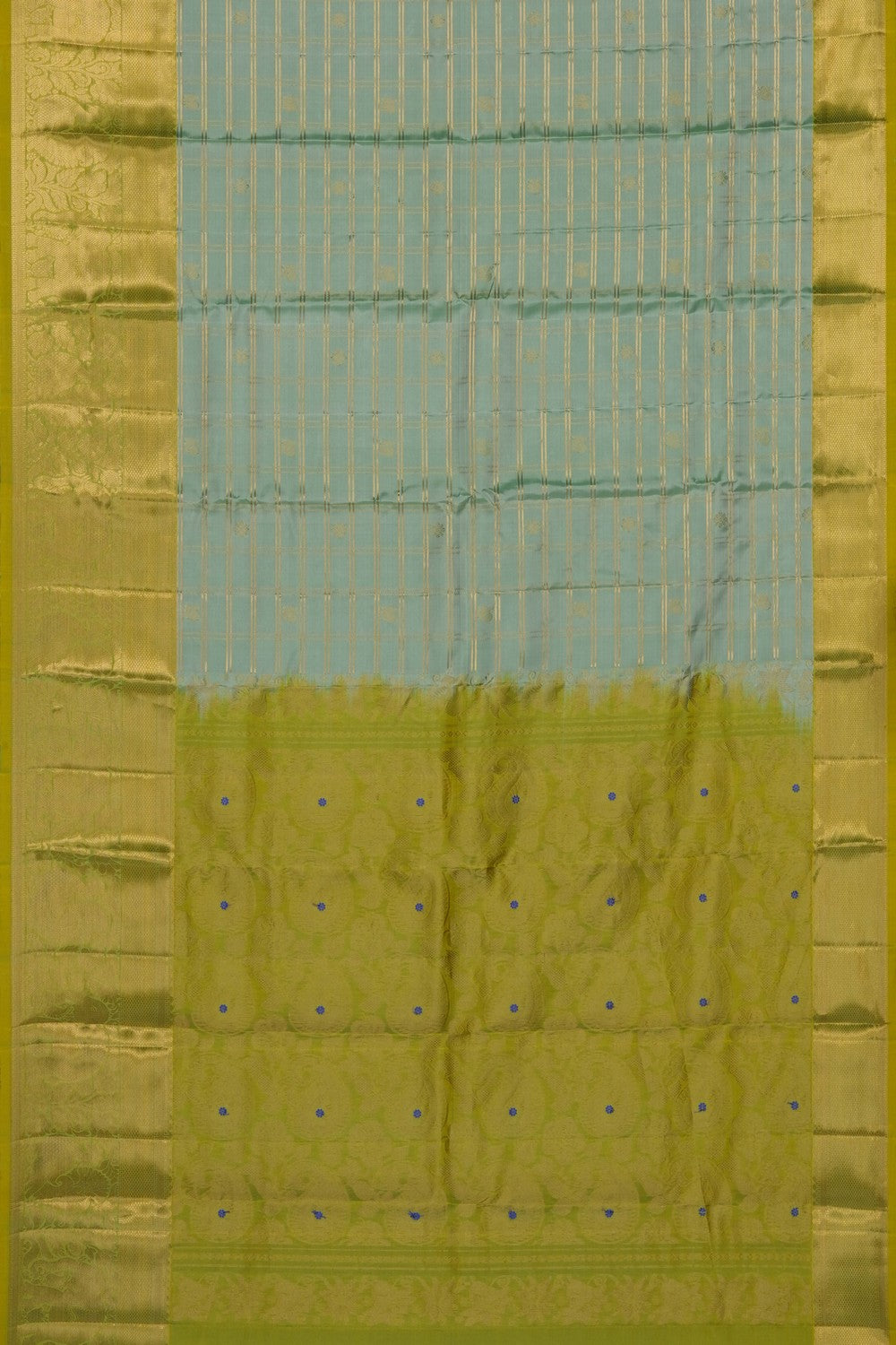 Image of Mint Green Kanchipattu Kattam Saree