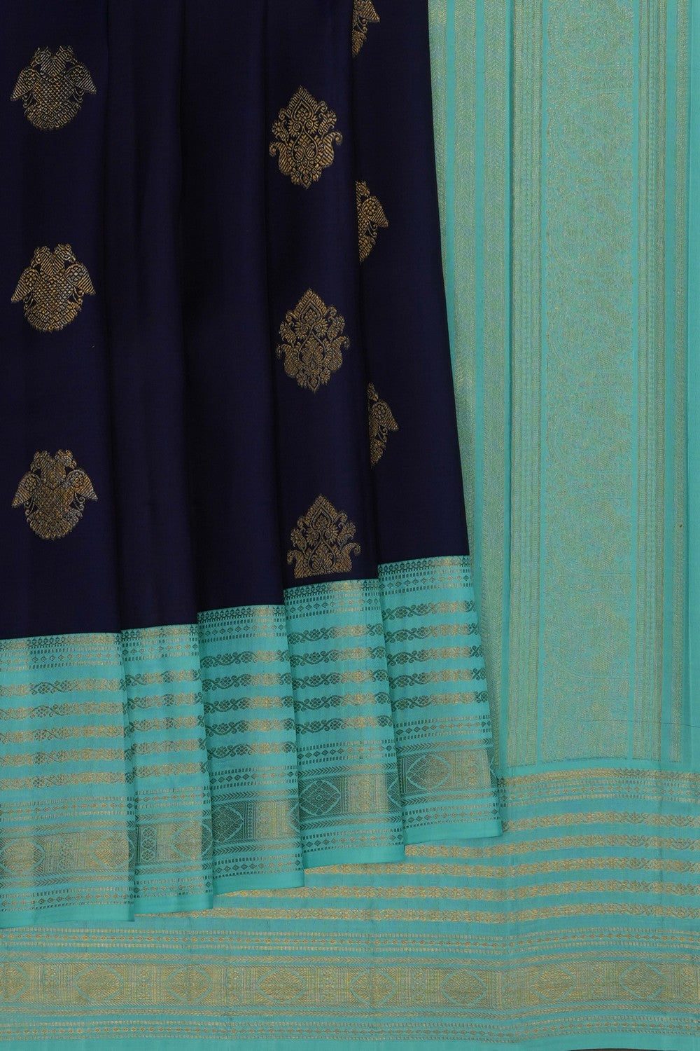 Image of Navy Blue Kanchipattu Saree
