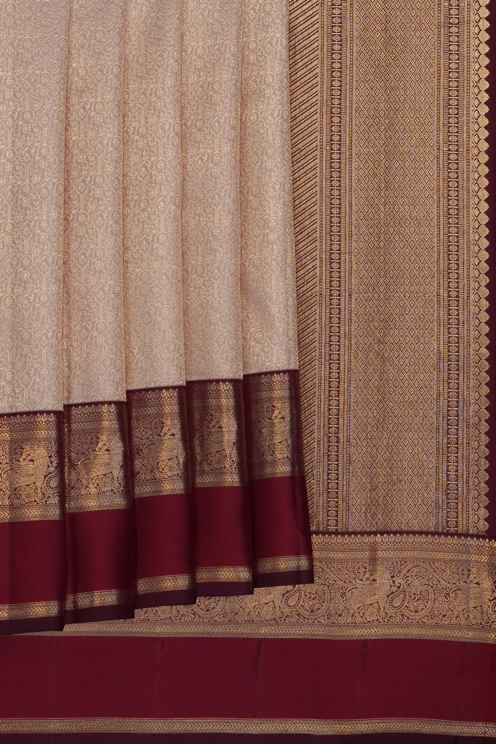 Image of Beige Kanchipattu Brocade Saree