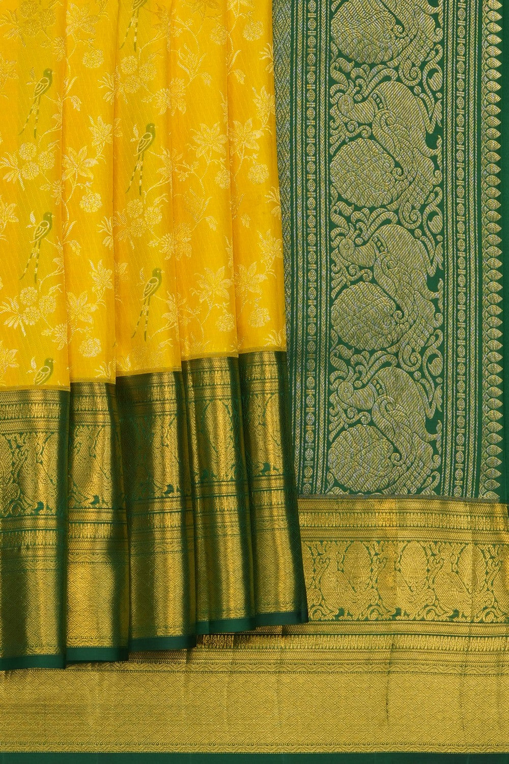Image of Yellow Kanchipattu Brocade Saree