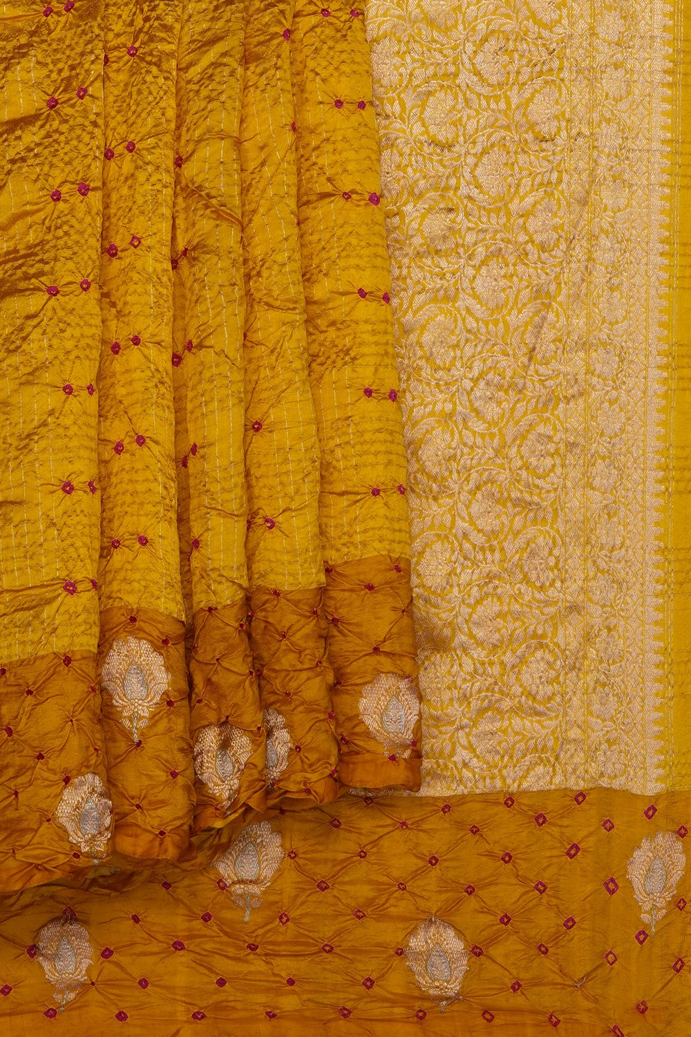 Image of Mustard Bandhani Saree