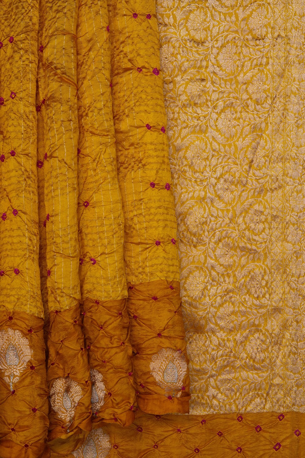 Image of Mustard Bandhani Saree