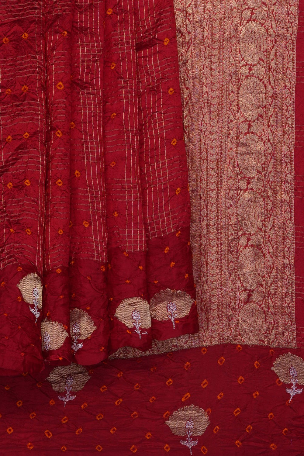 Image of Red Bandhani Saree