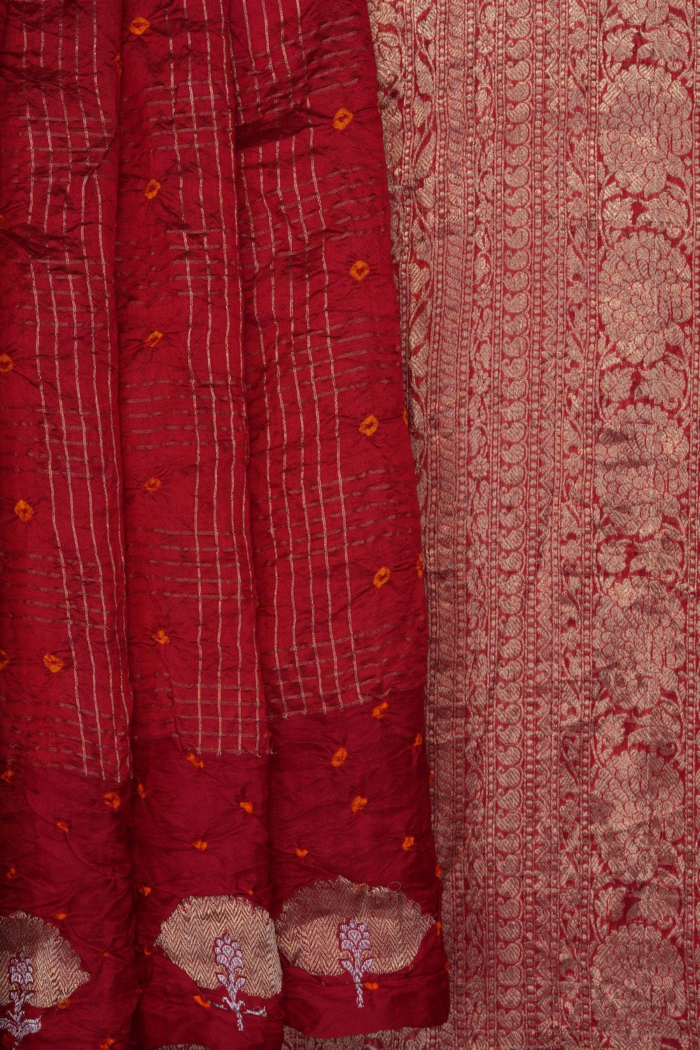 Image of Red Bandhani Saree