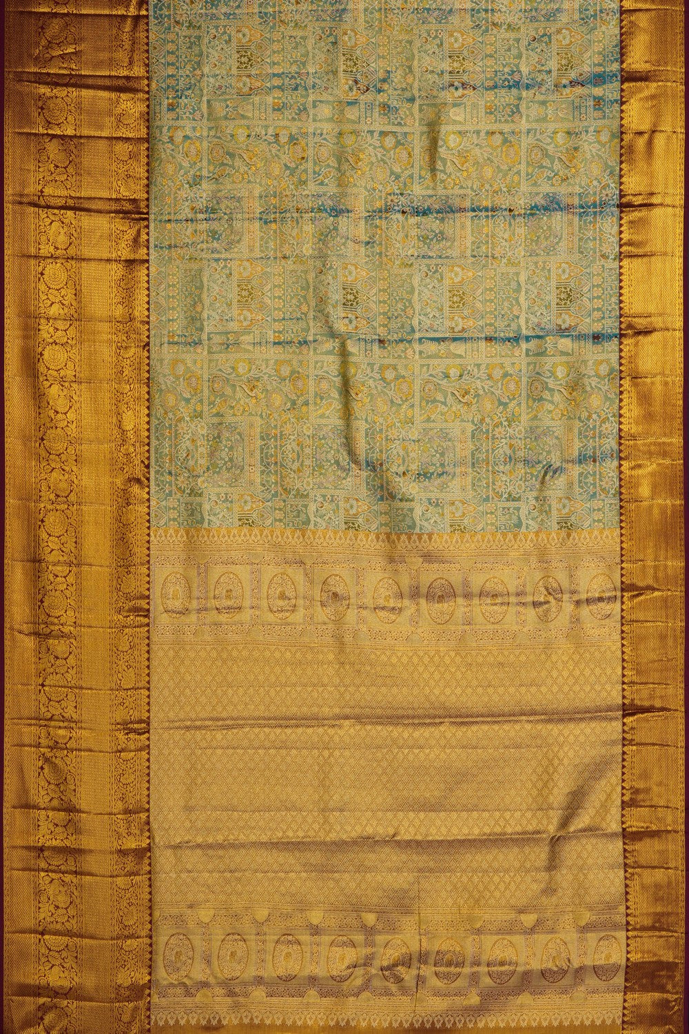 Image of Sea Green Kanchipattu Tissue Brocade Saree