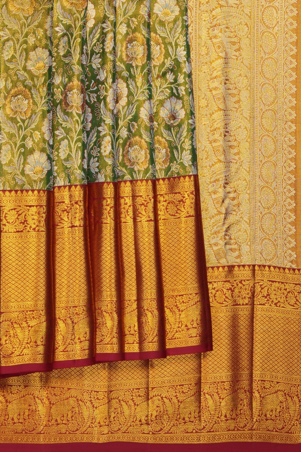 Image of Gold Kanchipattu Tissue Brocade Saree
