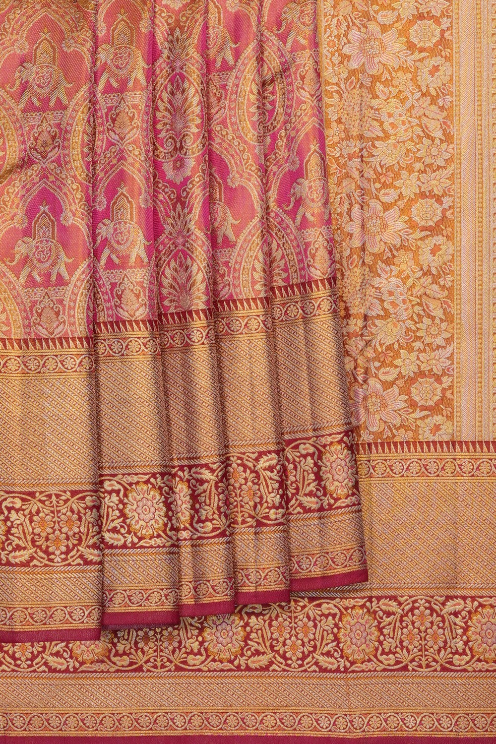 Image of Vintage Pink Kanchipattu Brocade Saree