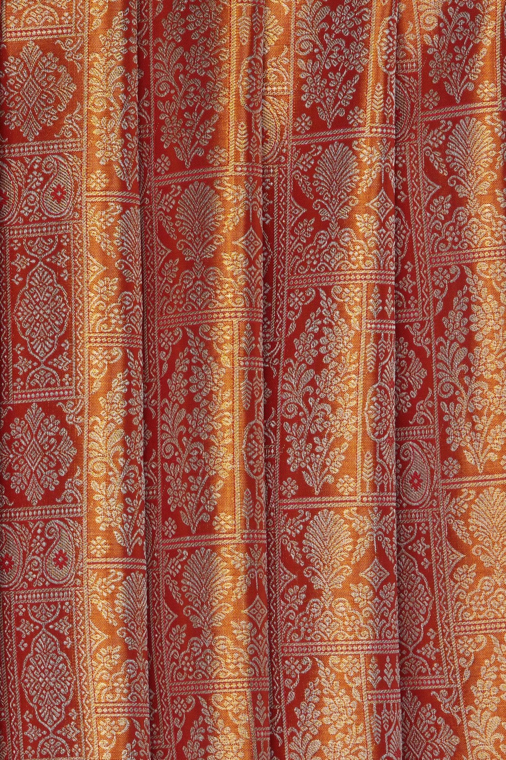 Image of Red Kanchipattu Tissue Brocade Saree