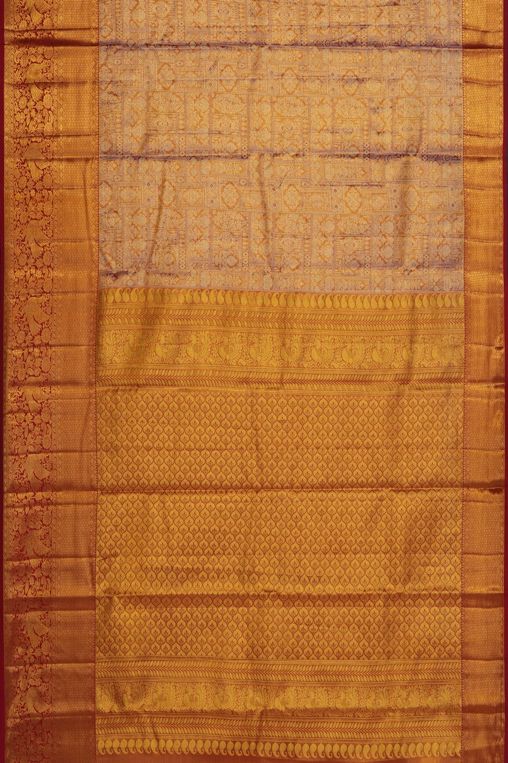 Image of Red Kanchipattu Tissue Brocade Saree