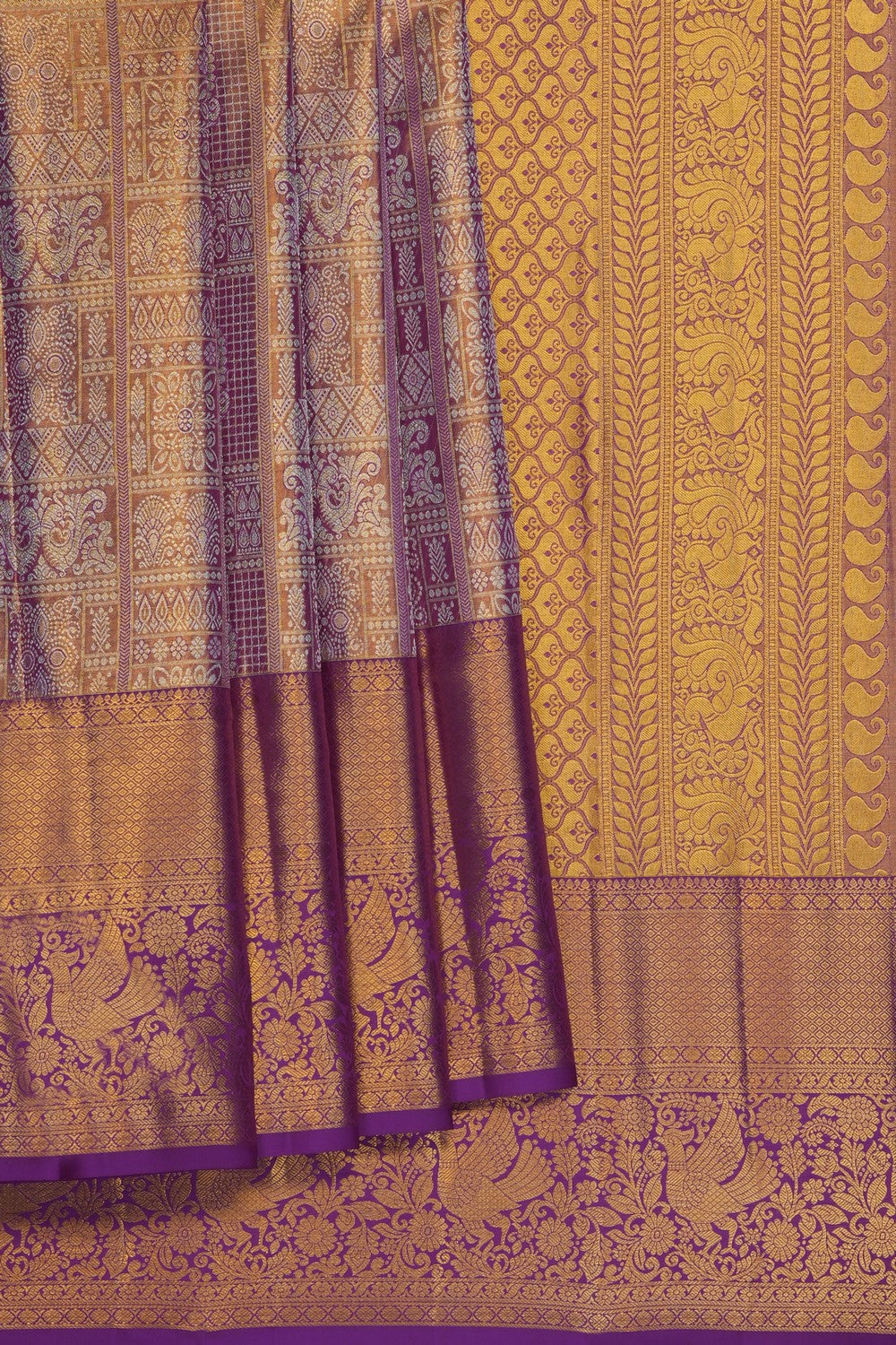 Image of Purple Kanchipattu Tissue Brocade Saree