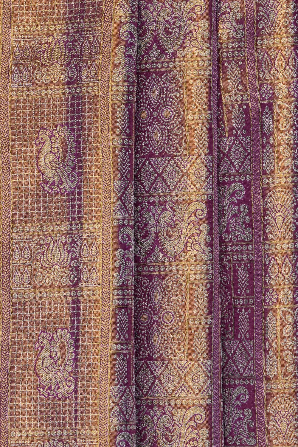 Image of Purple Kanchipattu Tissue Brocade Saree