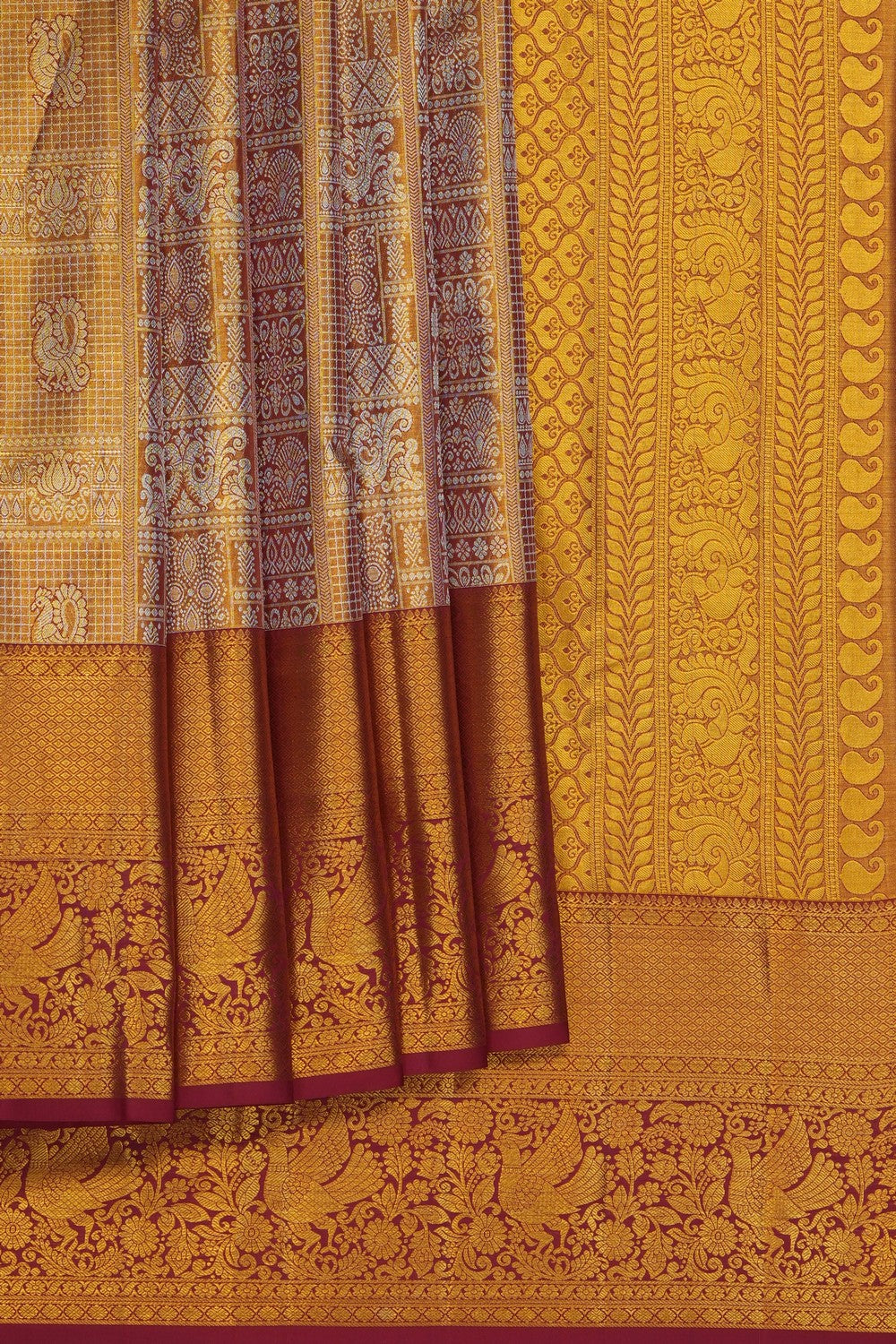 Image of Gold Kanchipattu Tissue Brocade Saree