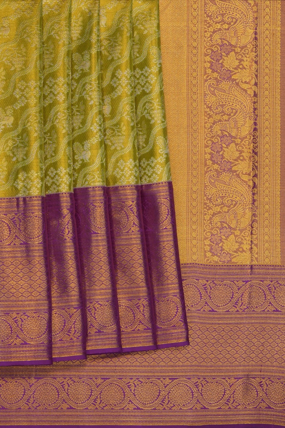 Image of Green Kanchipattu Tissue Brocade Saree