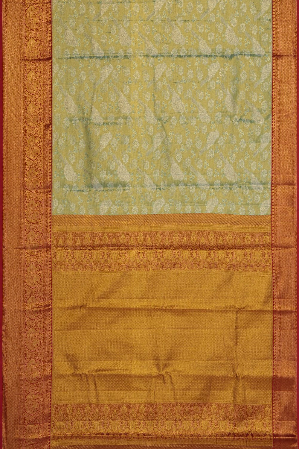 Image of Green Kanchipattu Tissue Brocade Saree