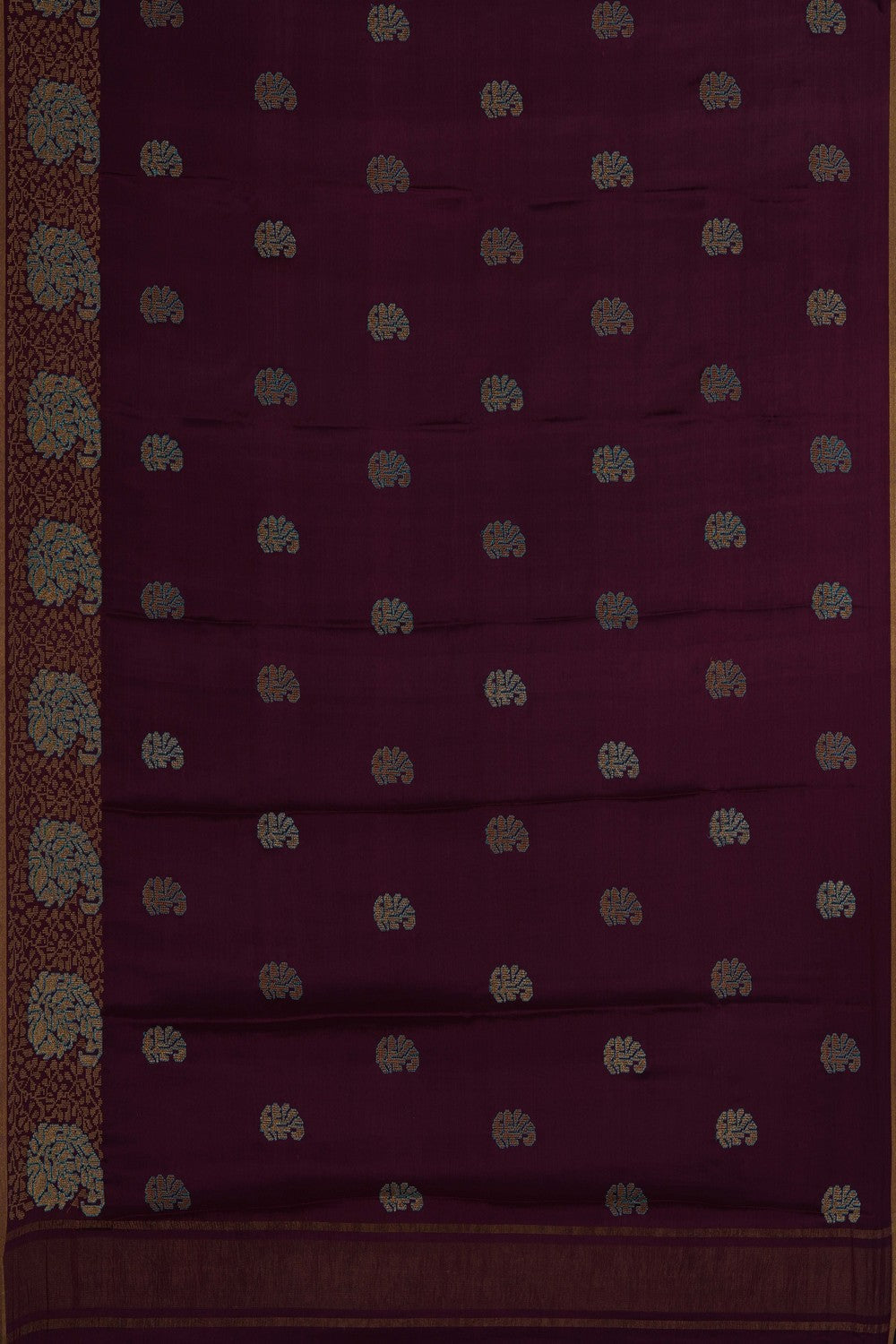 Image of Maroon Crepe Embroidery Saree
