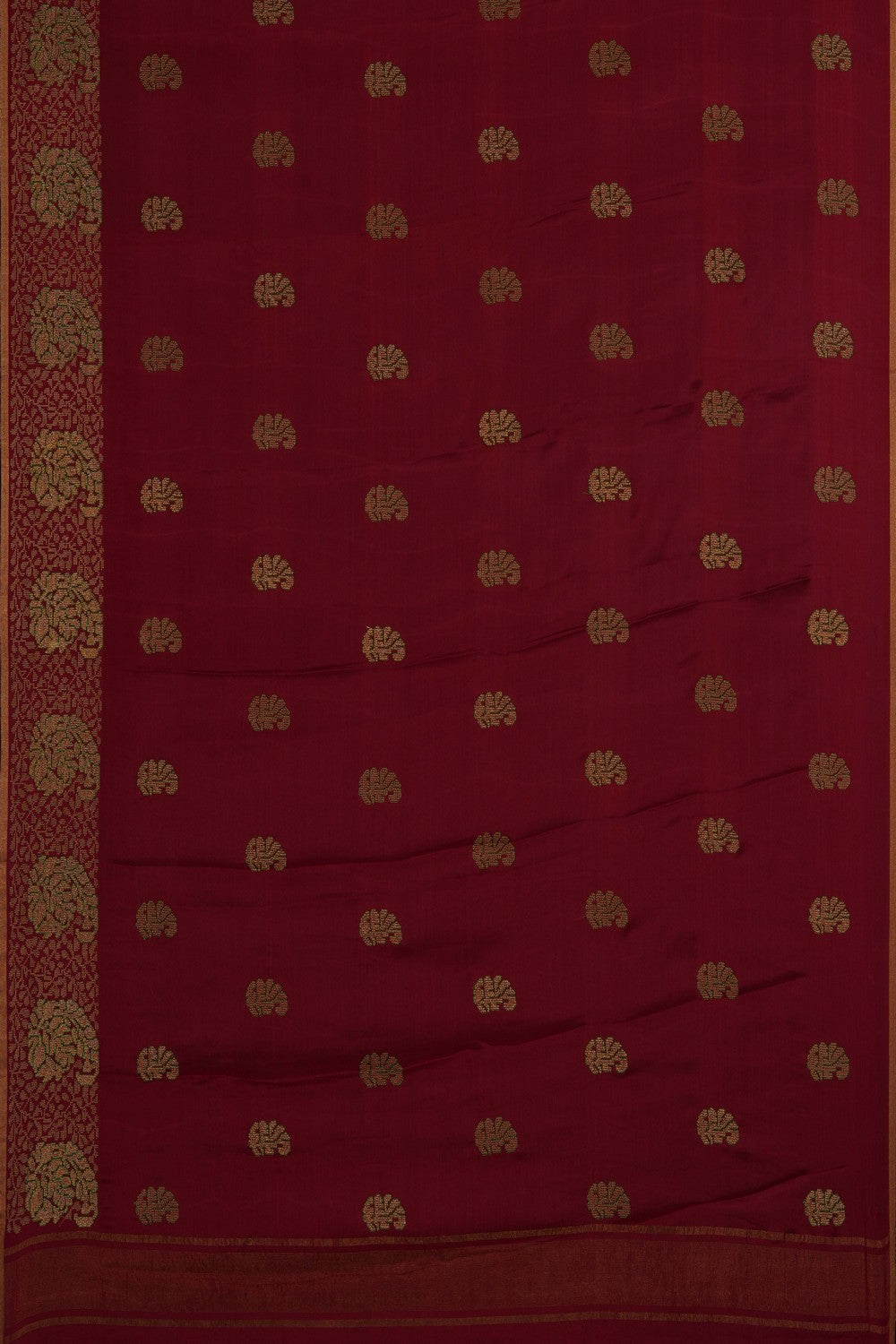 Image of Red Crepe Embroidery Saree