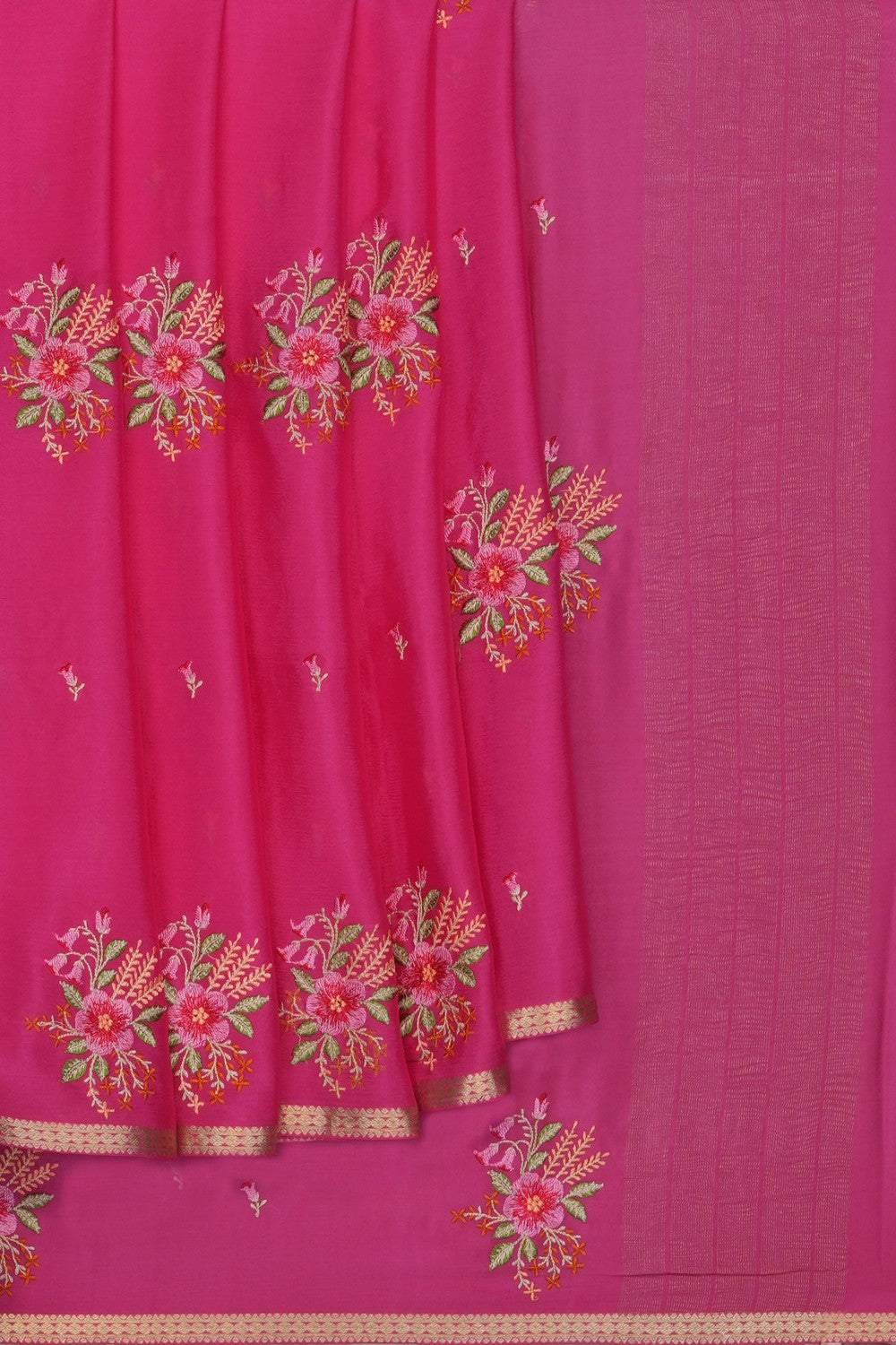 Image of Pink Crepe Embroidery Saree
