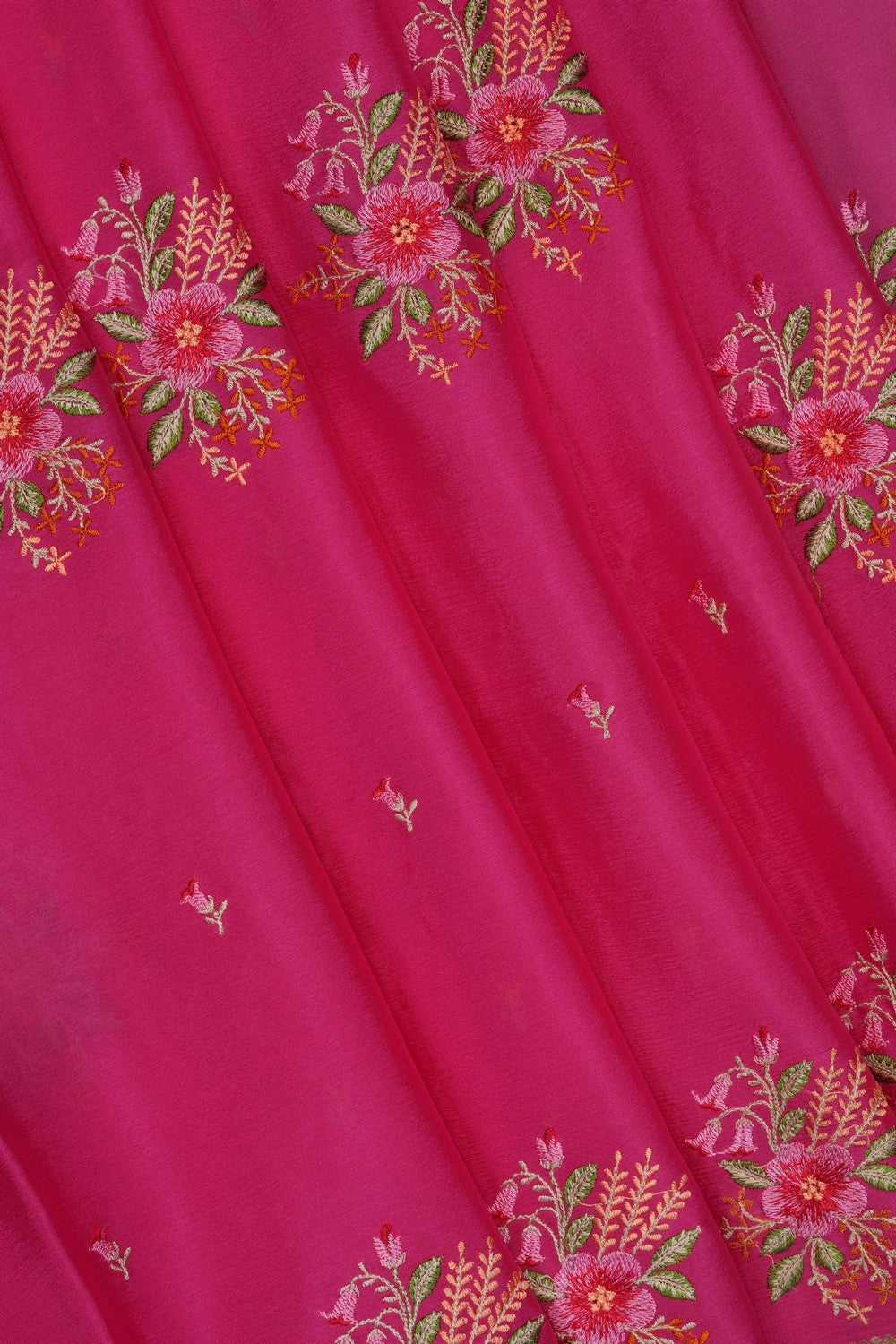 Image of Pink Crepe Embroidery Saree