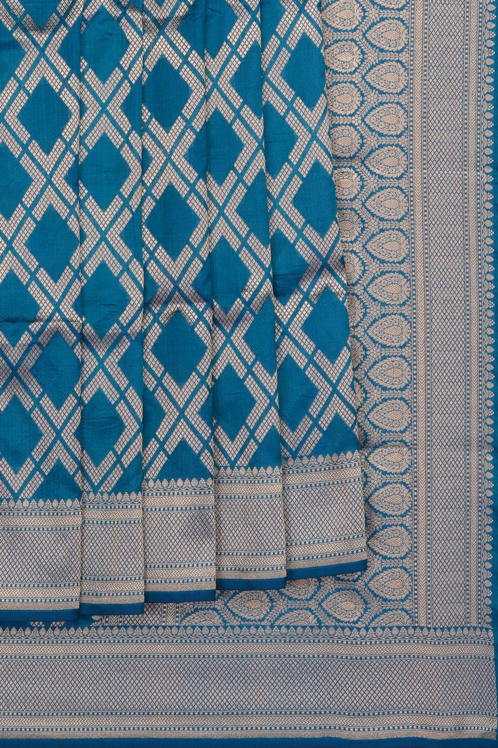 Image of Blue Banarasi Brocade Saree