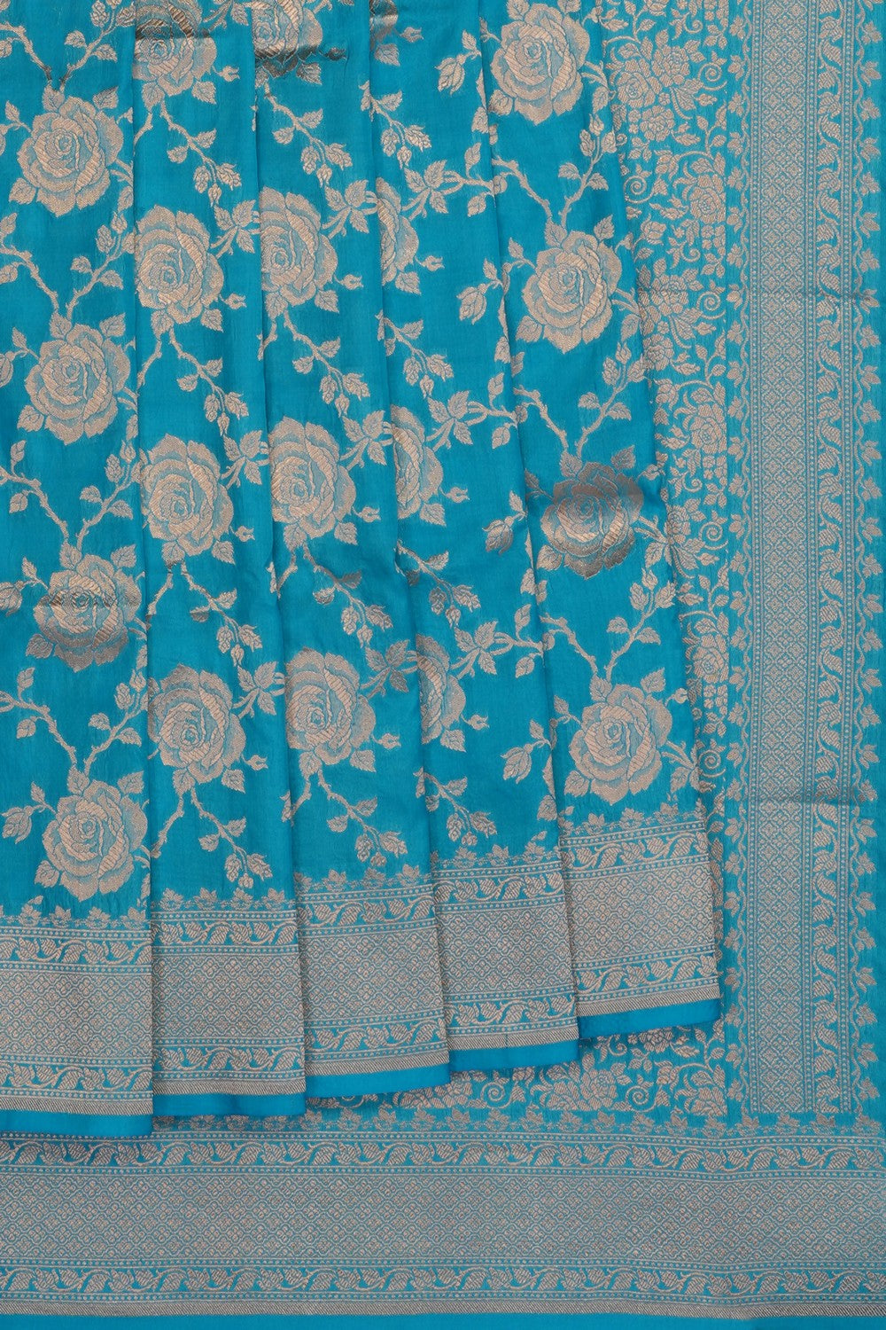 Image of Blue Banarasi Brocade Saree
