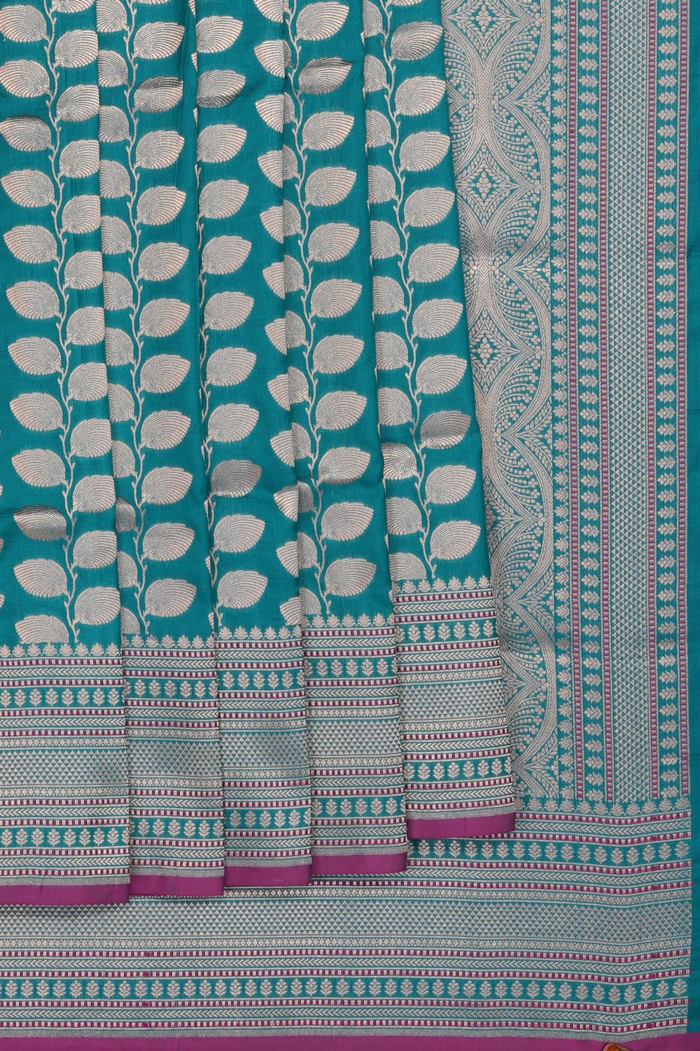 Image of Teal Green Banarasi Brocade Saree