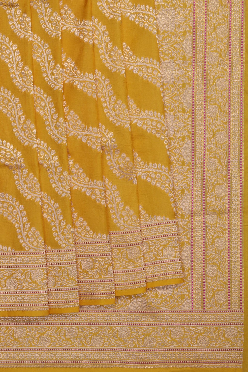 Image of Spring Mustard Banarasi Brocade Saree