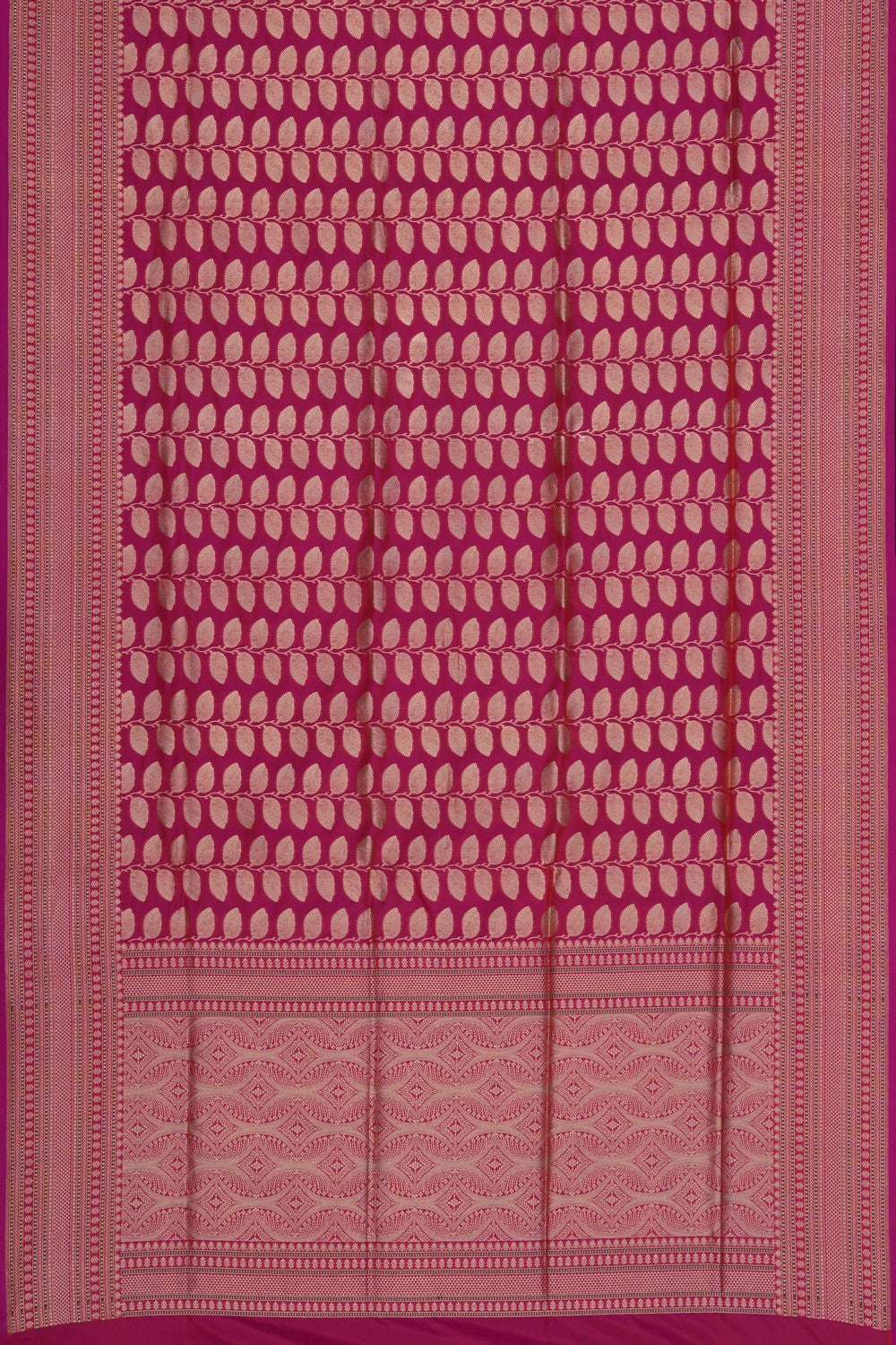 Image of Fuchsia-Pink Banarasi Brocade Saree
