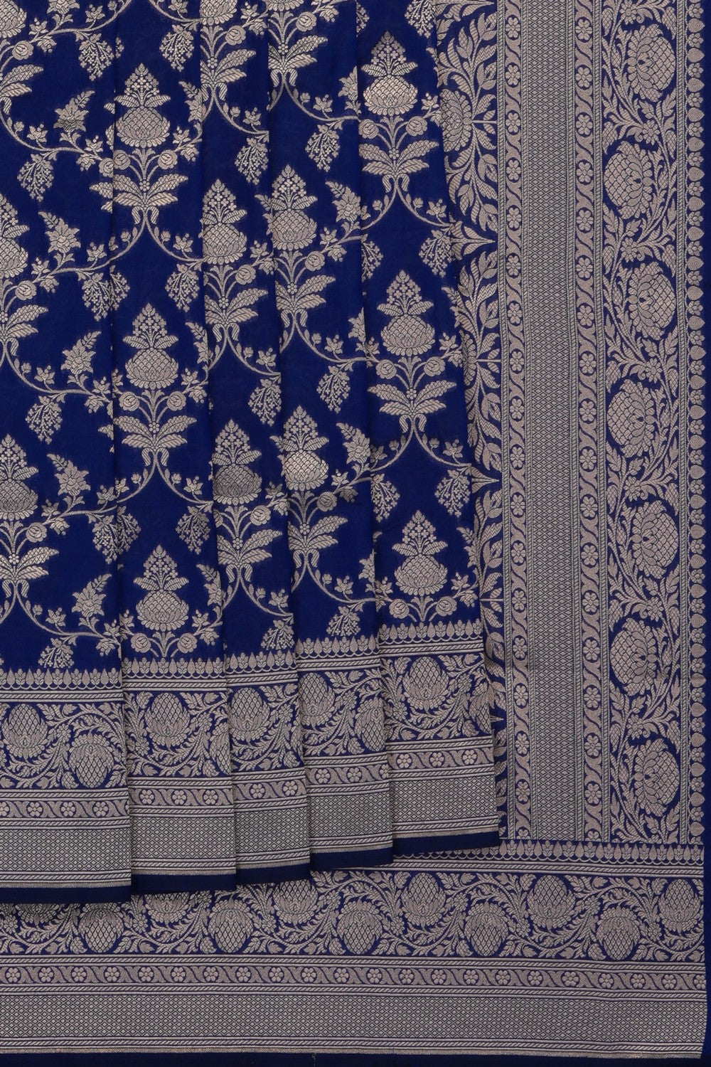 Image of Indigo Blue Banarasi Brocade Saree