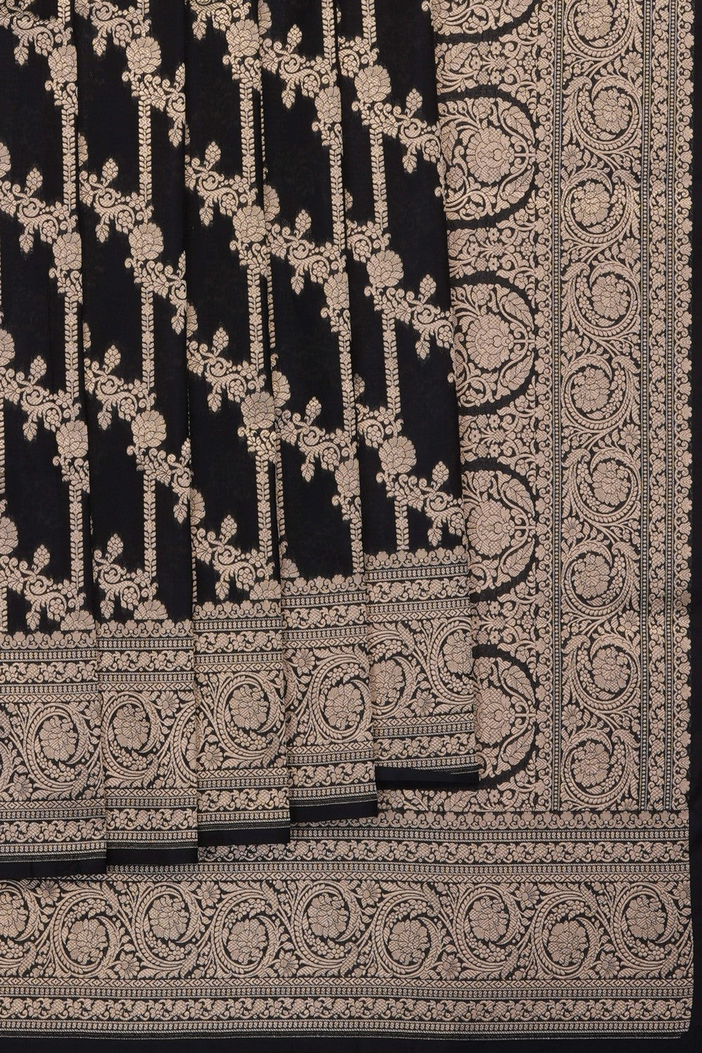 Image of Black Banarasi Brocade Saree