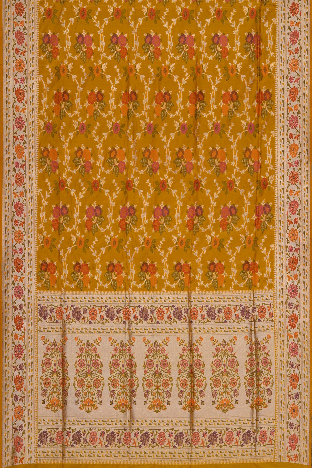 Image of Yellow Banarasi Brocade Saree