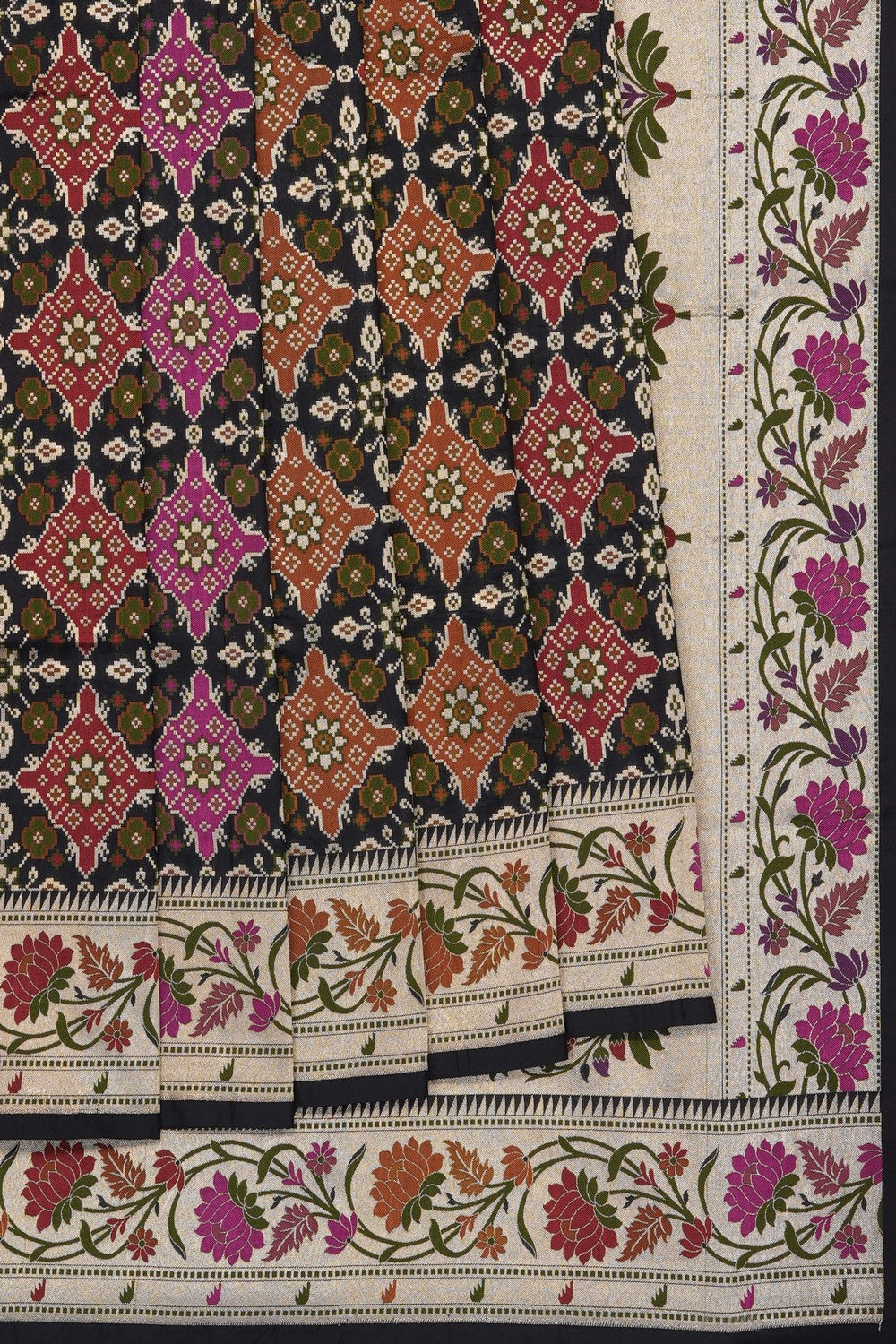 Image of Black Banarasi Brocade Saree