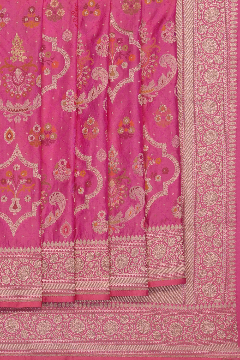 Image of Pink Banarasi Brocade Saree