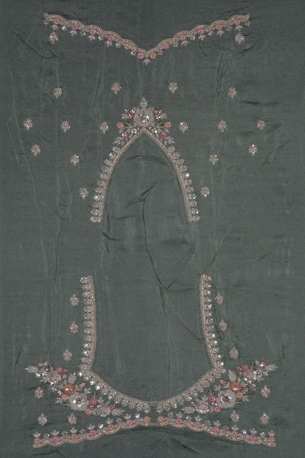 Image of Green Tissue Silk Embroidery Saree