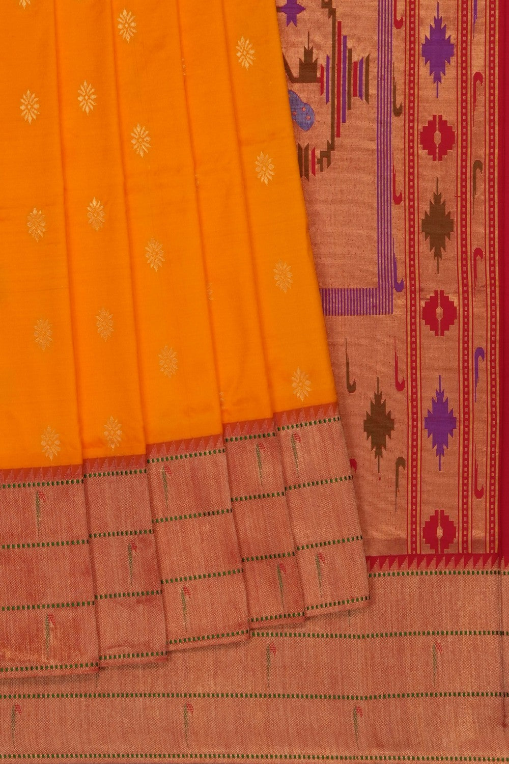 Image of Orange Paithani Silk Saree