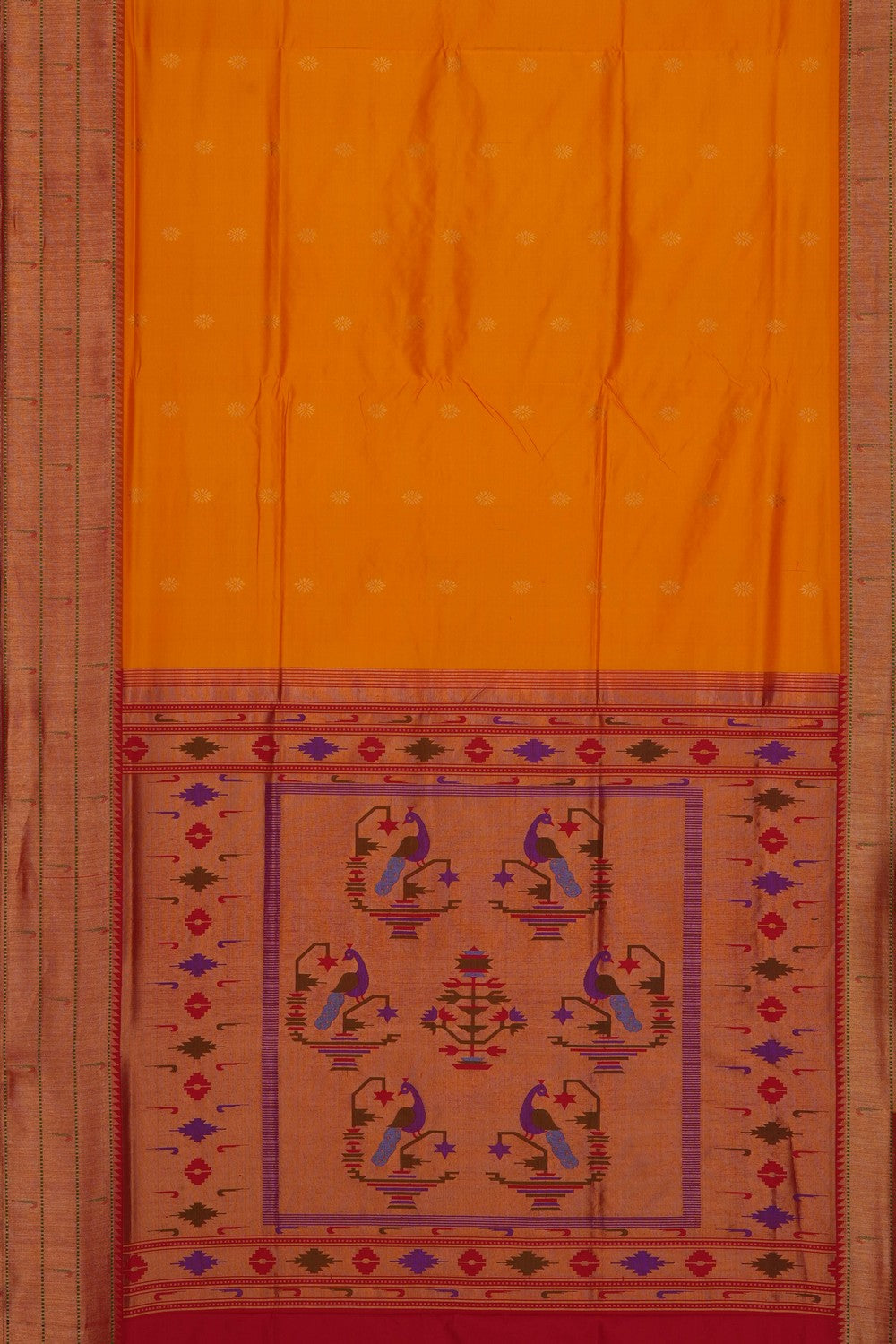 Image of Orange Paithani Silk Saree