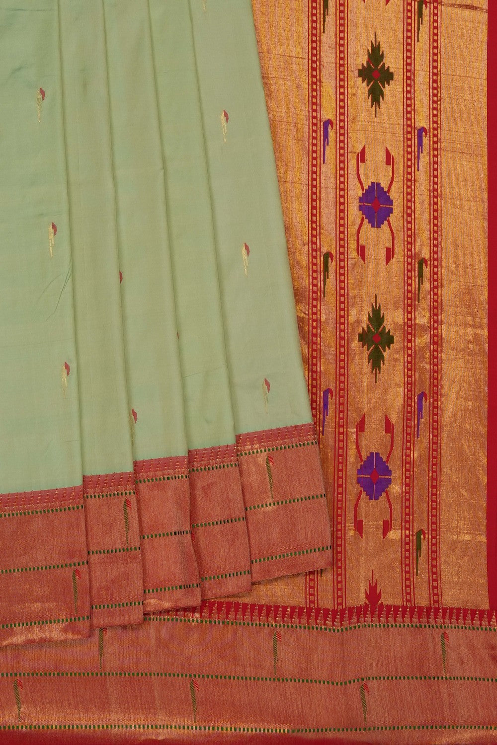 Image of Mint-Green Paithani Silk Saree