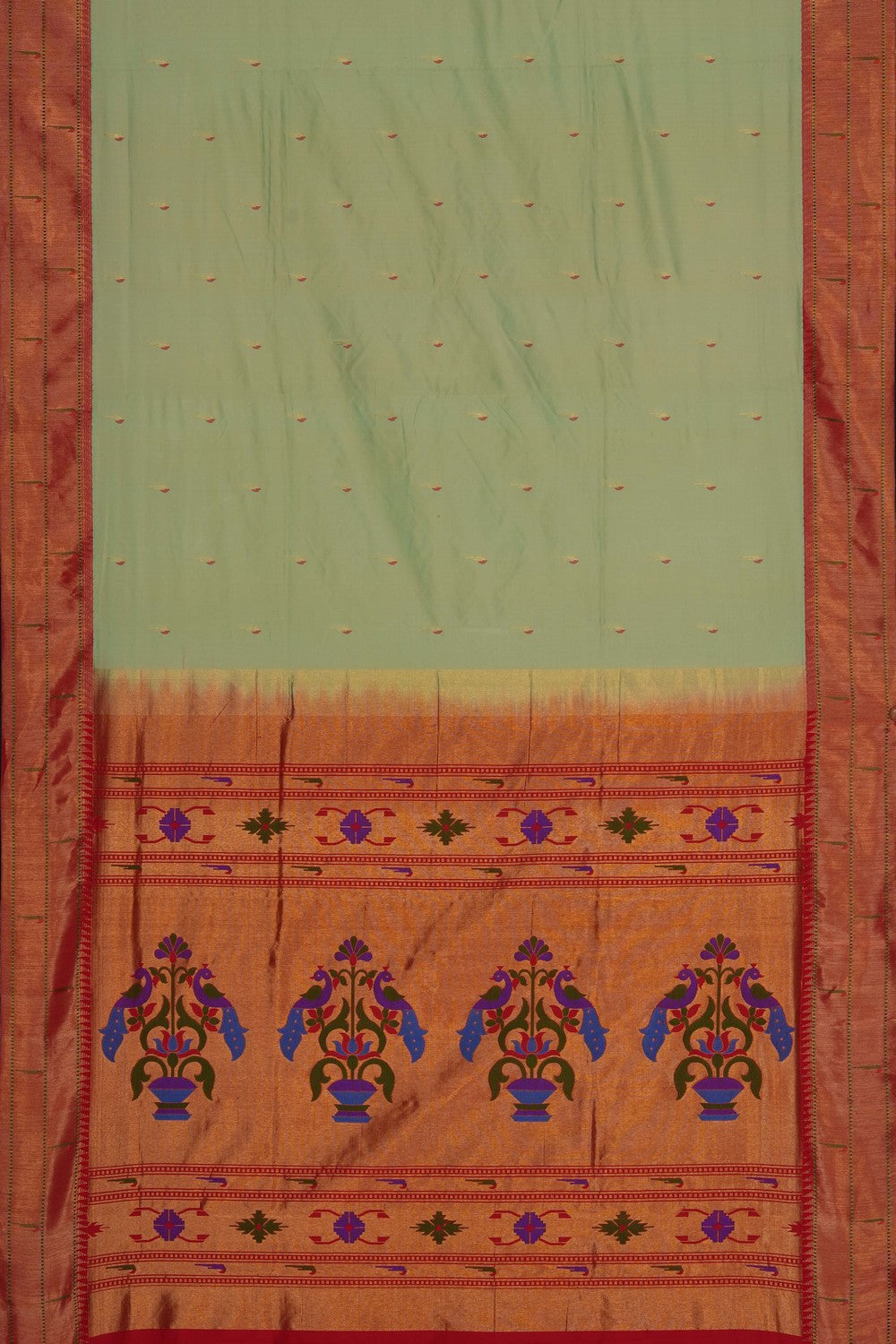 Image of Mint-Green Paithani Silk Saree