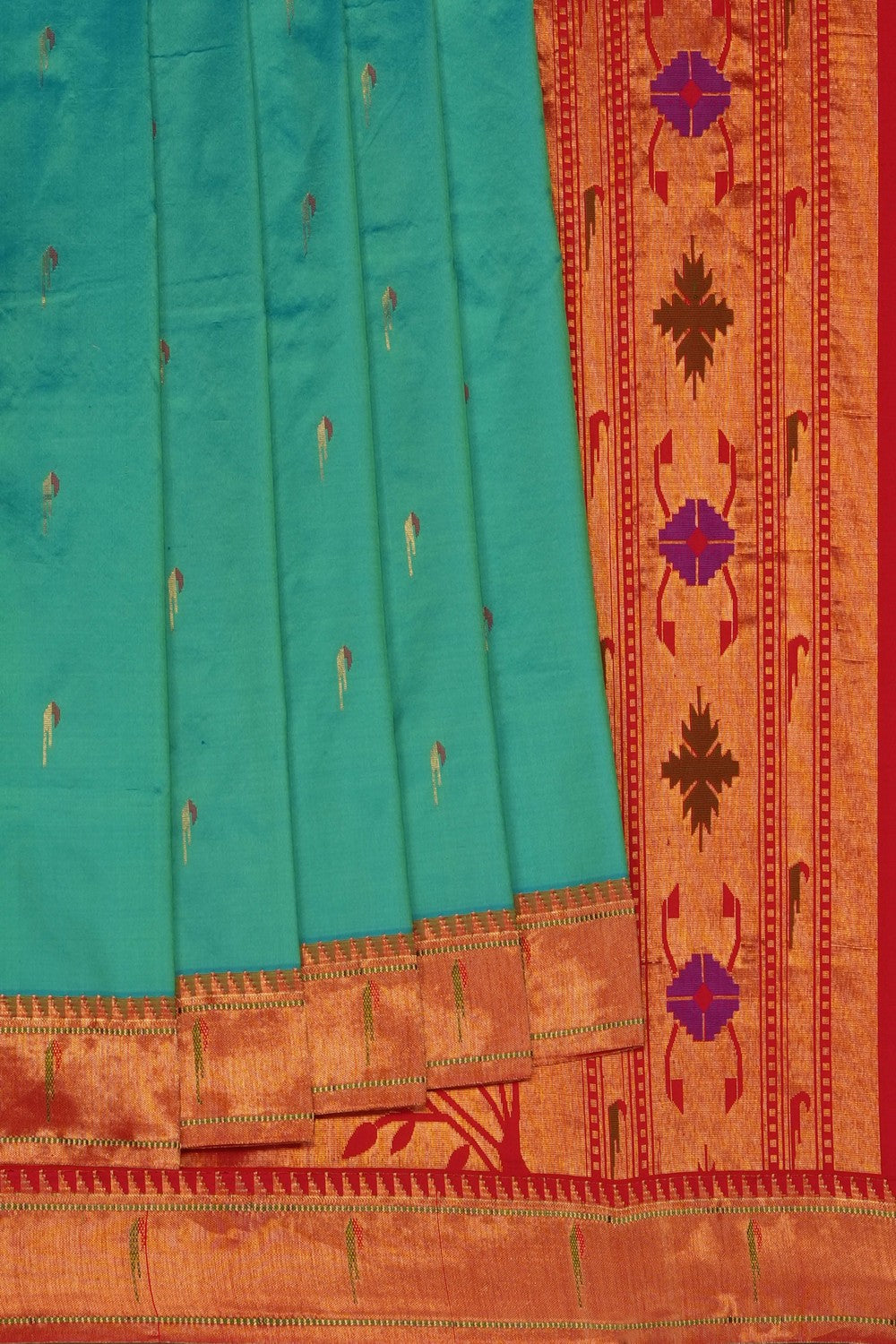 Image of Sea Green Paithani Silk Saree