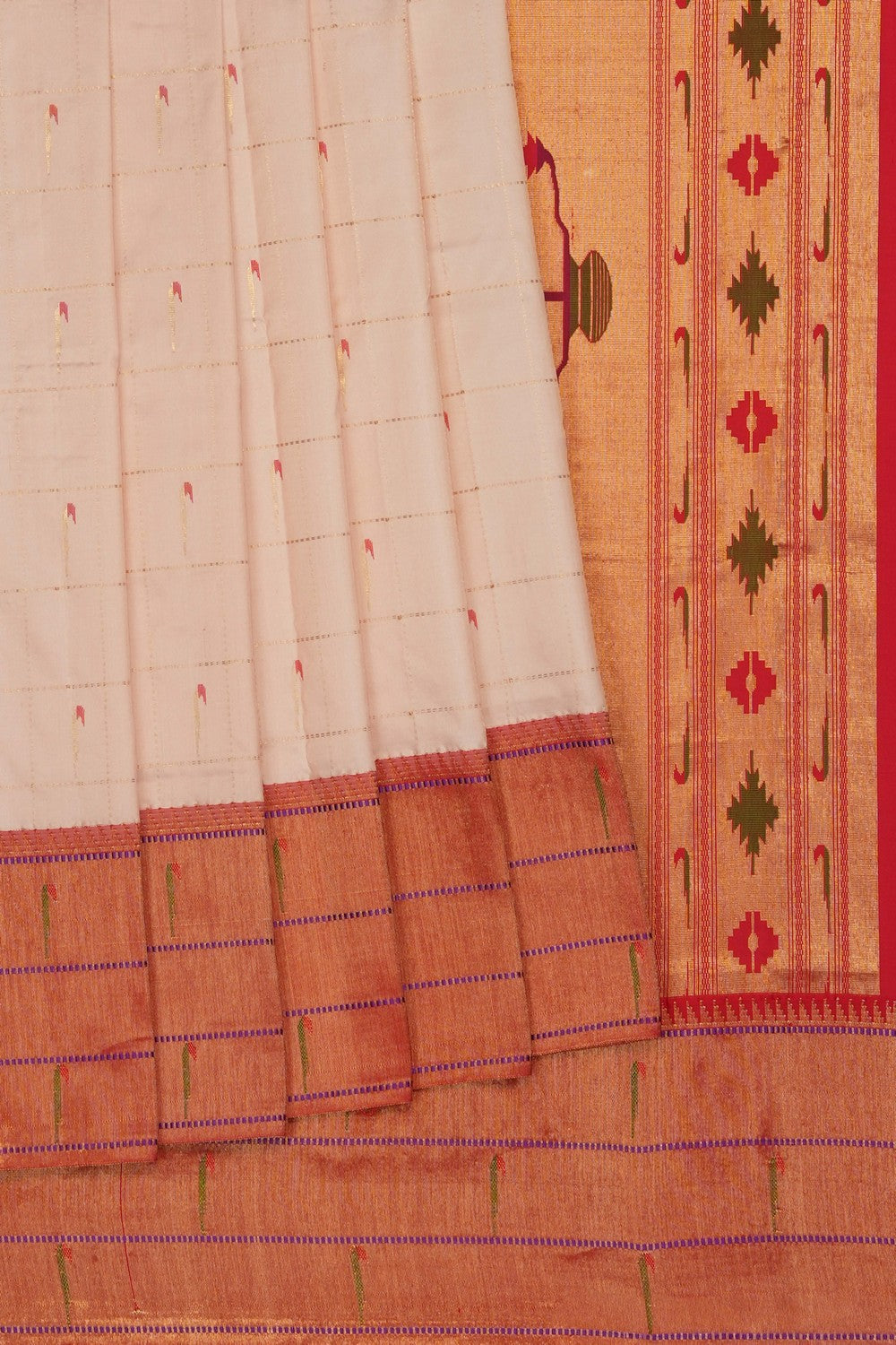 Image of Beige Paithani Silk Saree