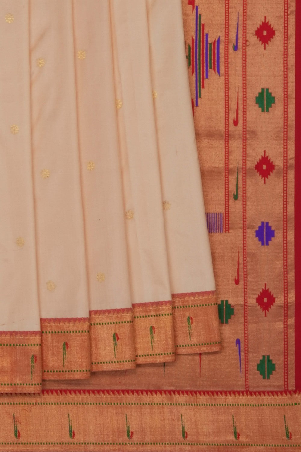 Image of Beige Paithani Silk Saree