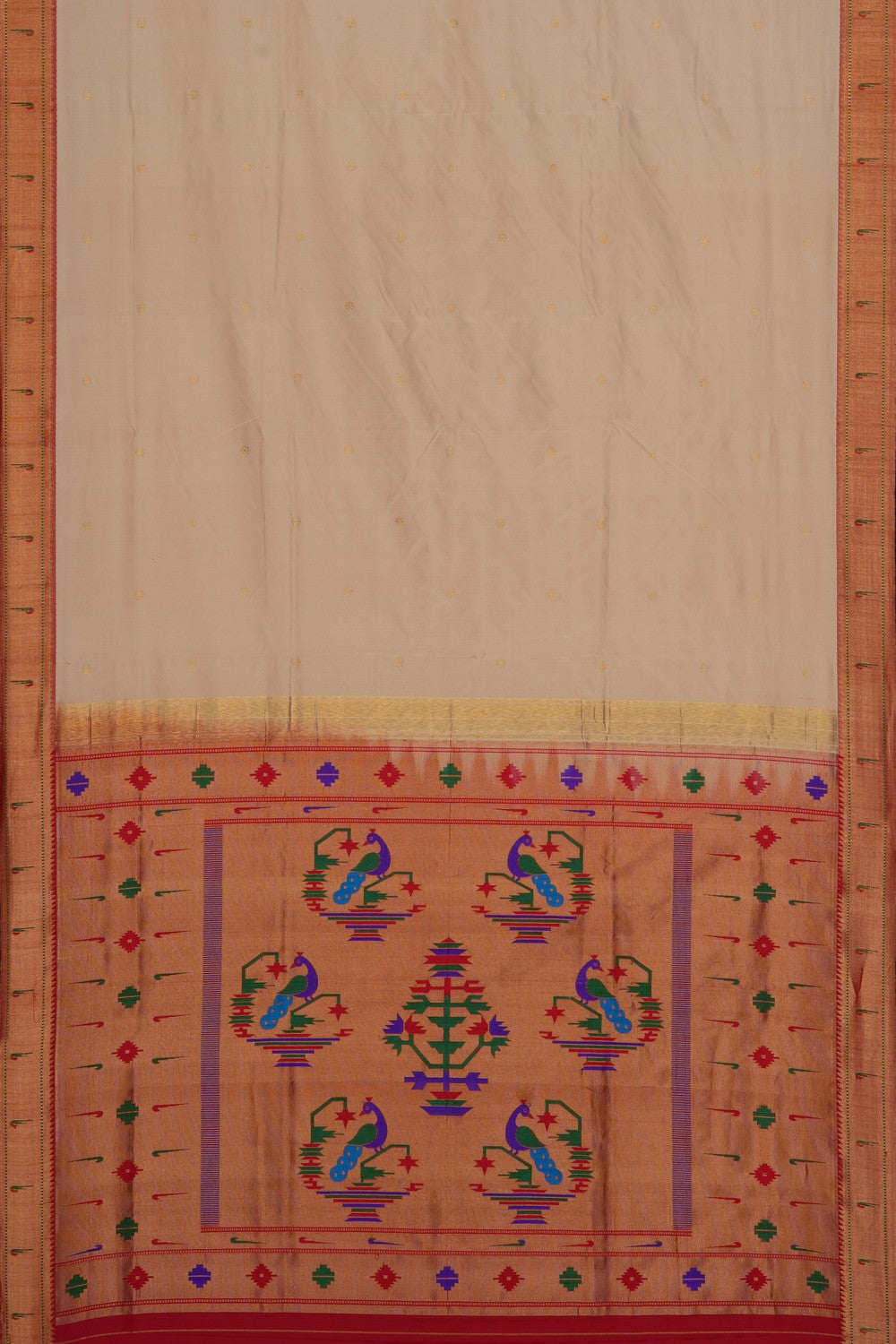 Image of Beige Paithani Silk Saree
