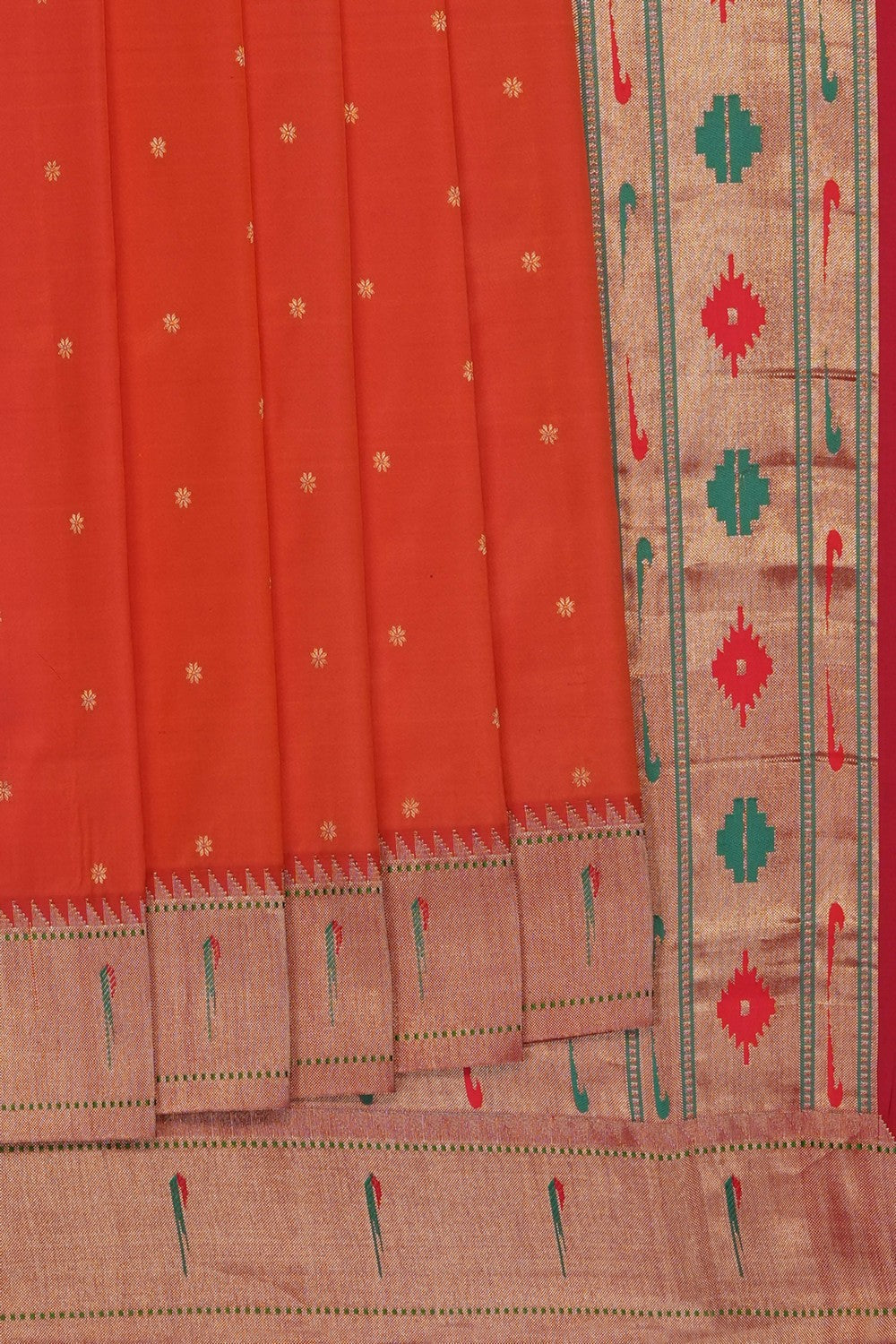 Image of Orange Paithani Silk Saree