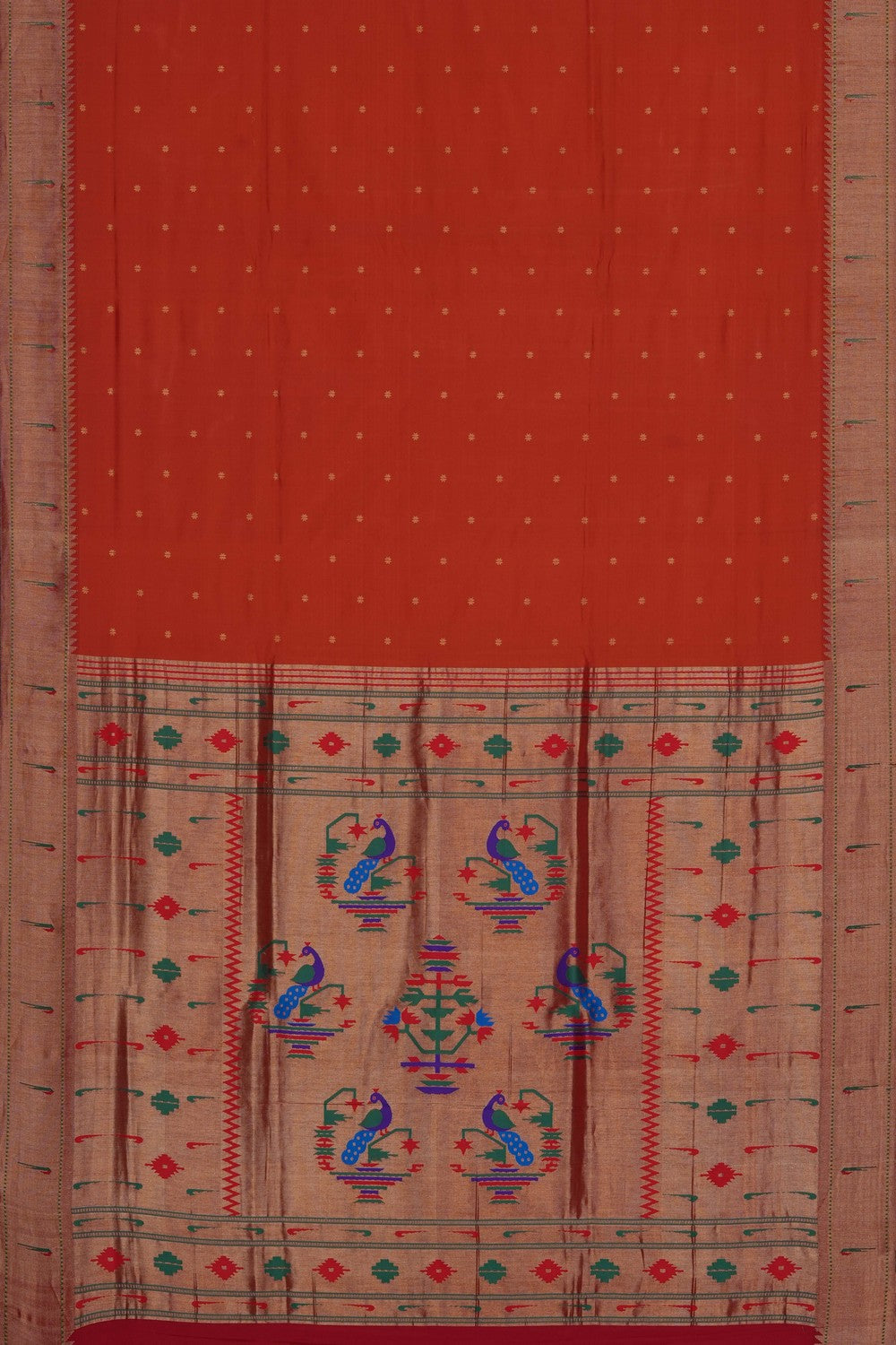 Image of Orange Paithani Silk Saree