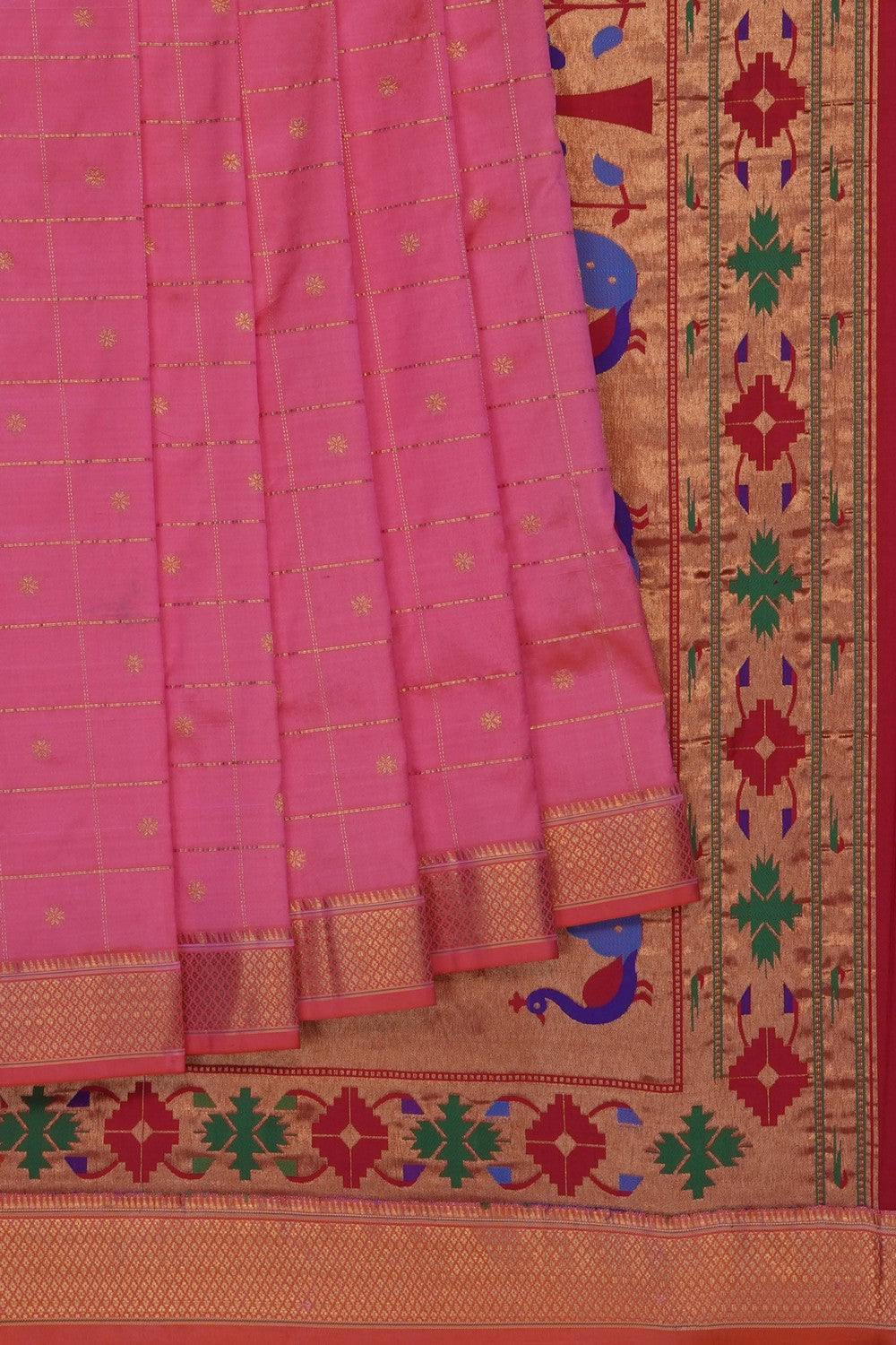 Image of Fuchsia-Pink Paithani Brocade Saree