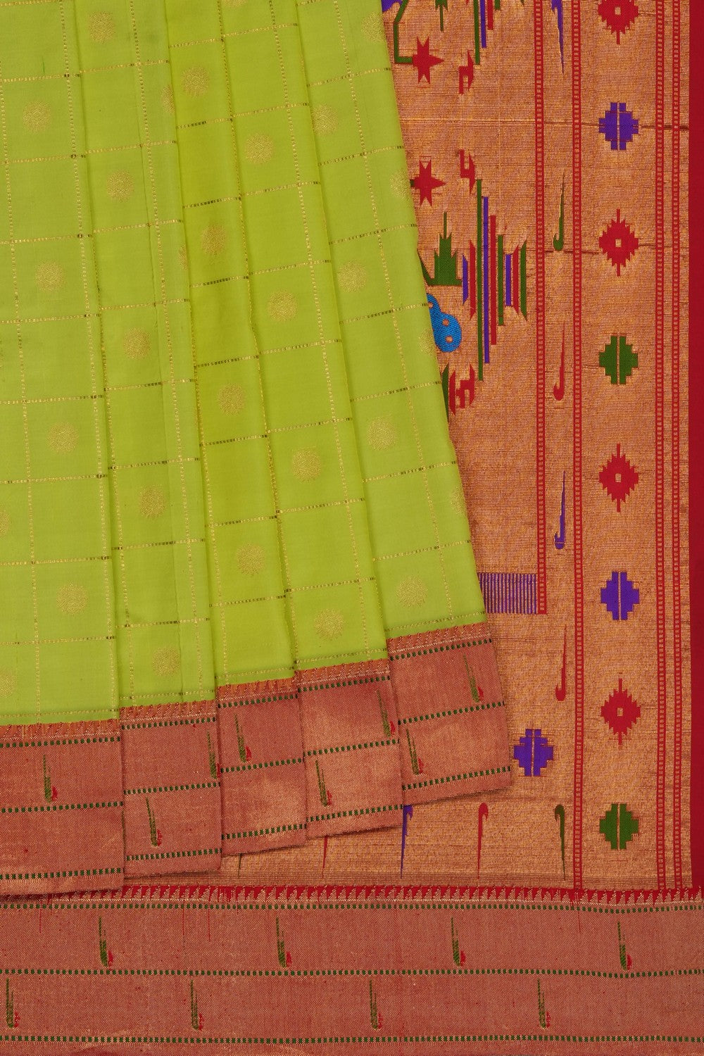 Image of Mint-Green Paithani Silk Saree