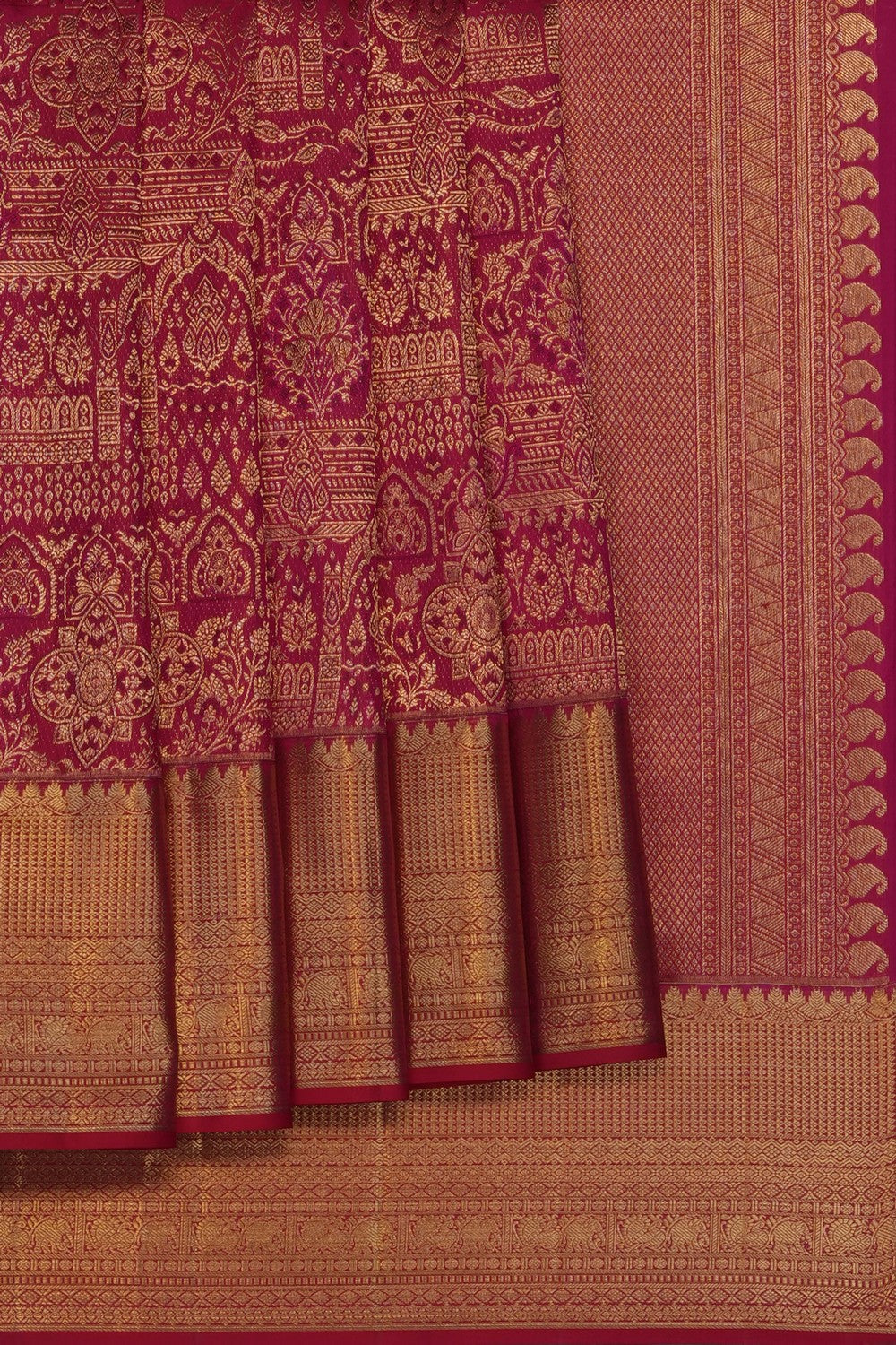 Image of Pink Kanchipattu Tissue Brocade Saree