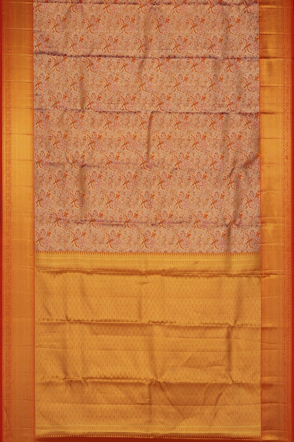 Image of Orange Kanchipattu Tissue Brocade Saree