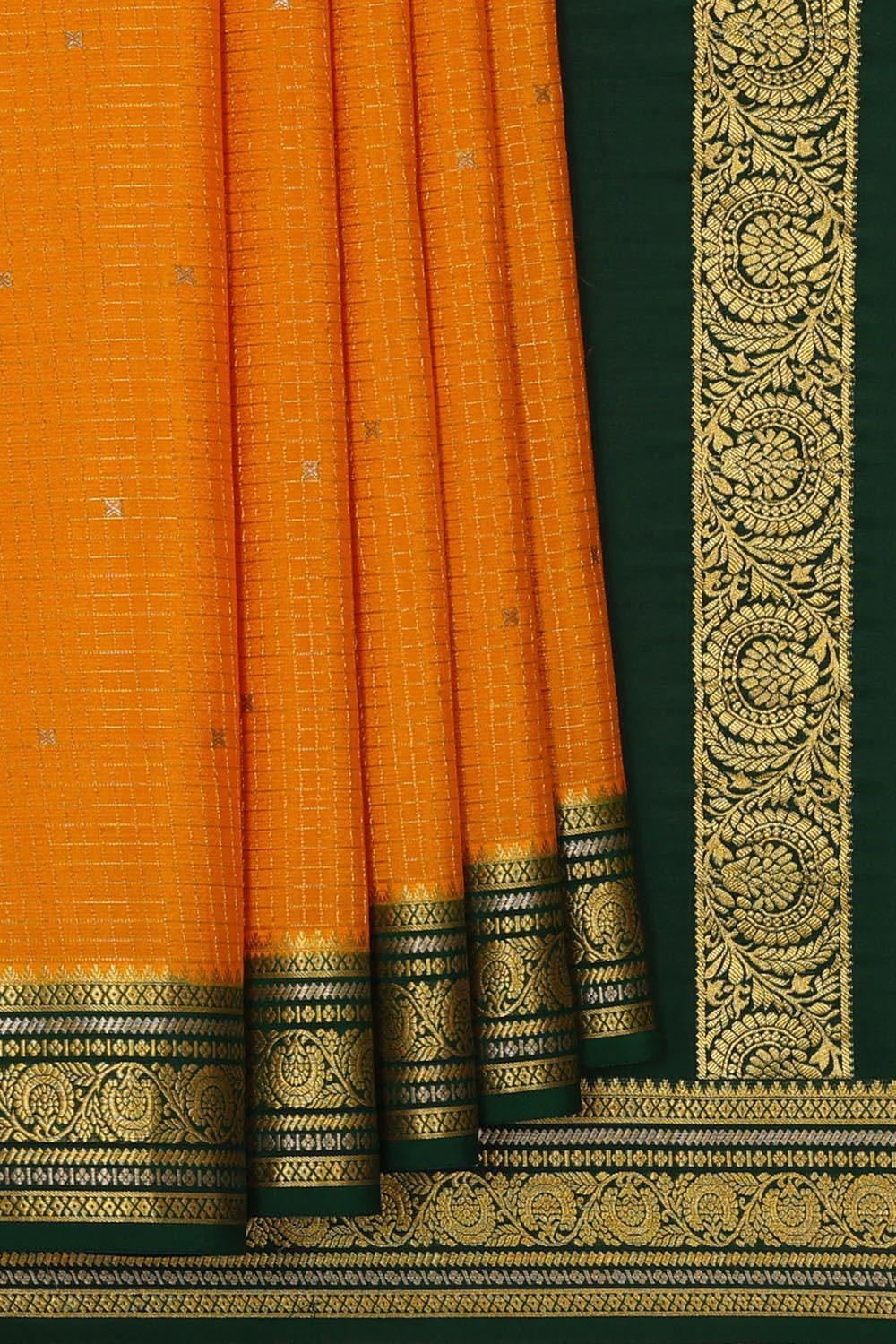 Mysore Binny Crepe Silk Mustard Orange Saree