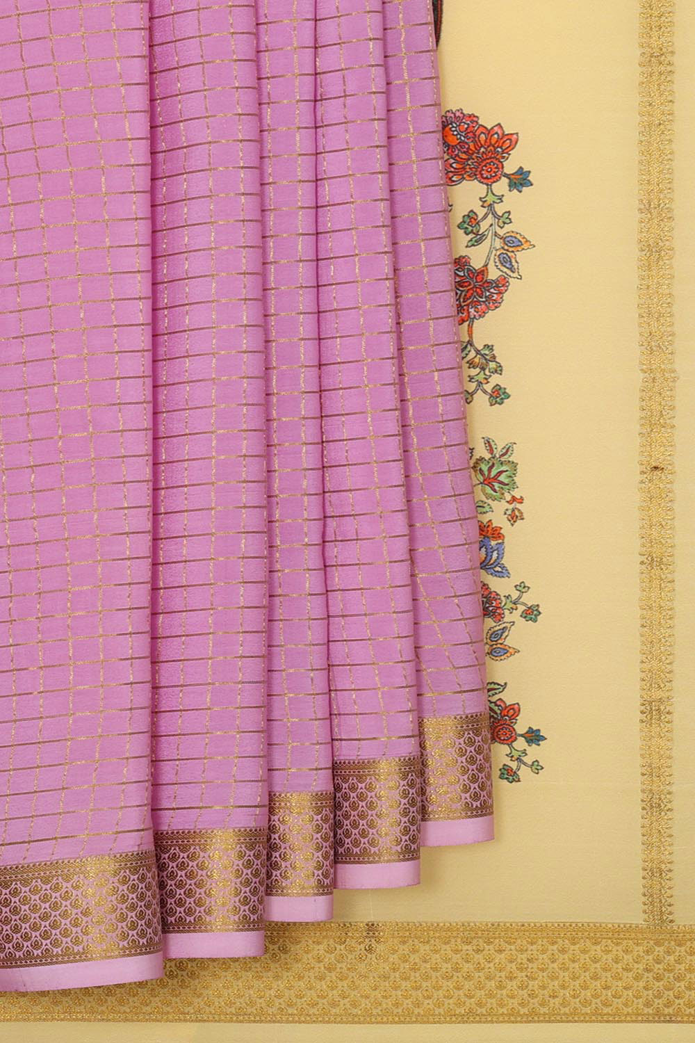 Mysore Binny Crepe Silk Lavender Pink Saree