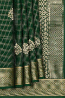 Image of Mysore Binny Crepe Silk Bottle Green Saree